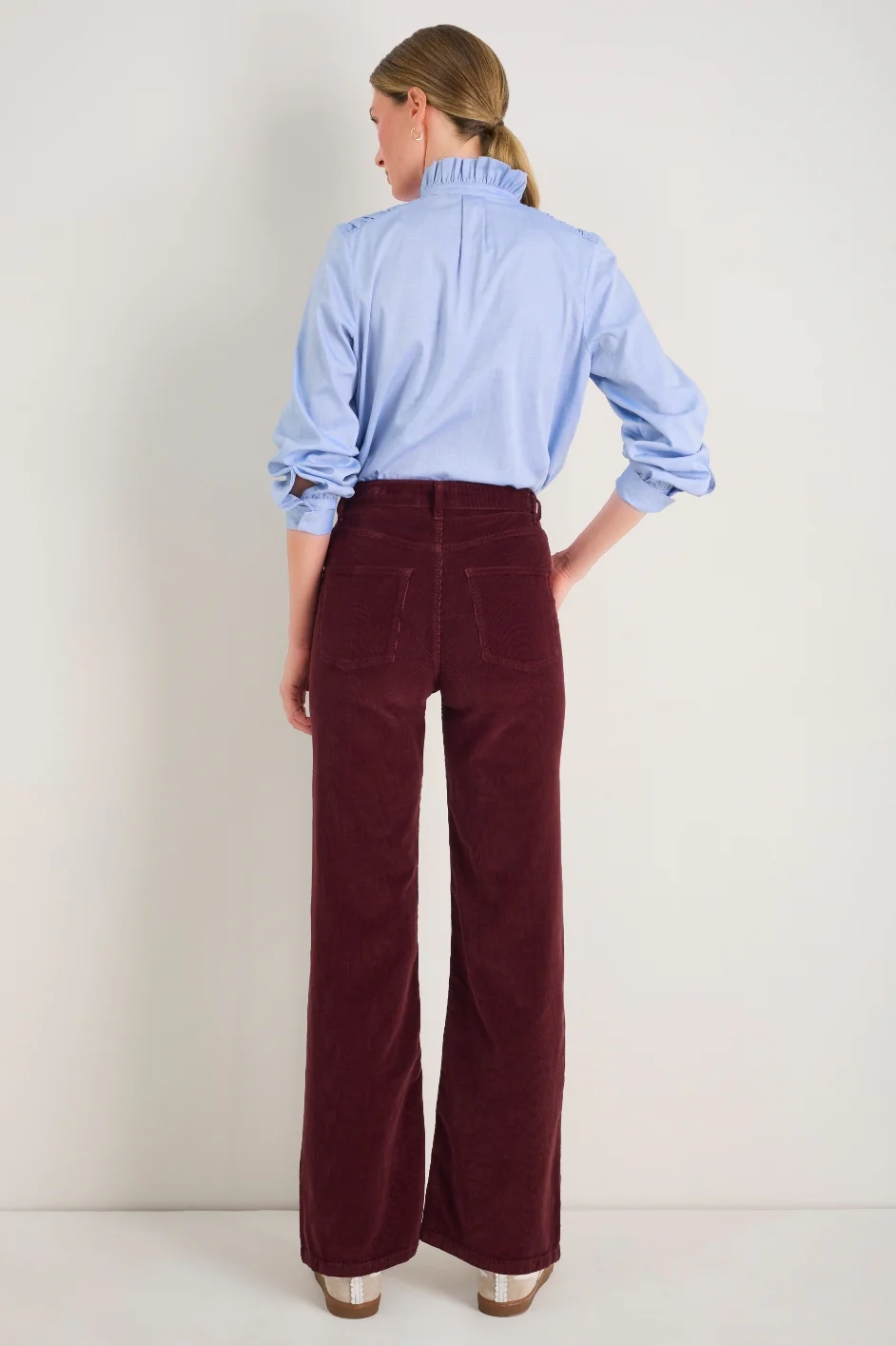 Flossie Carpenter Flare Cord Trouser - Raisin - Image 3