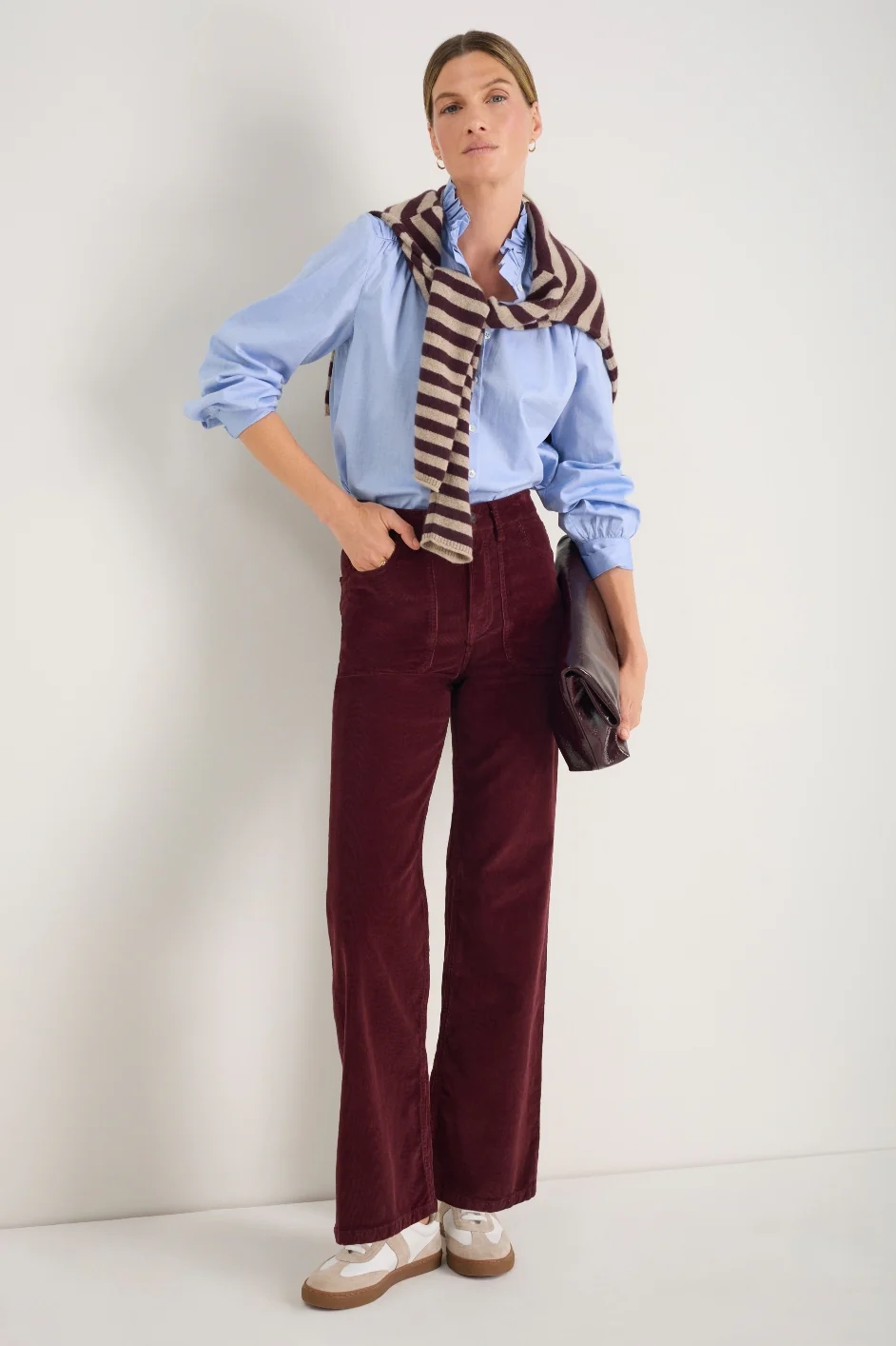 Flossie Carpenter Flare Cord Trouser - Raisin - Image 4
