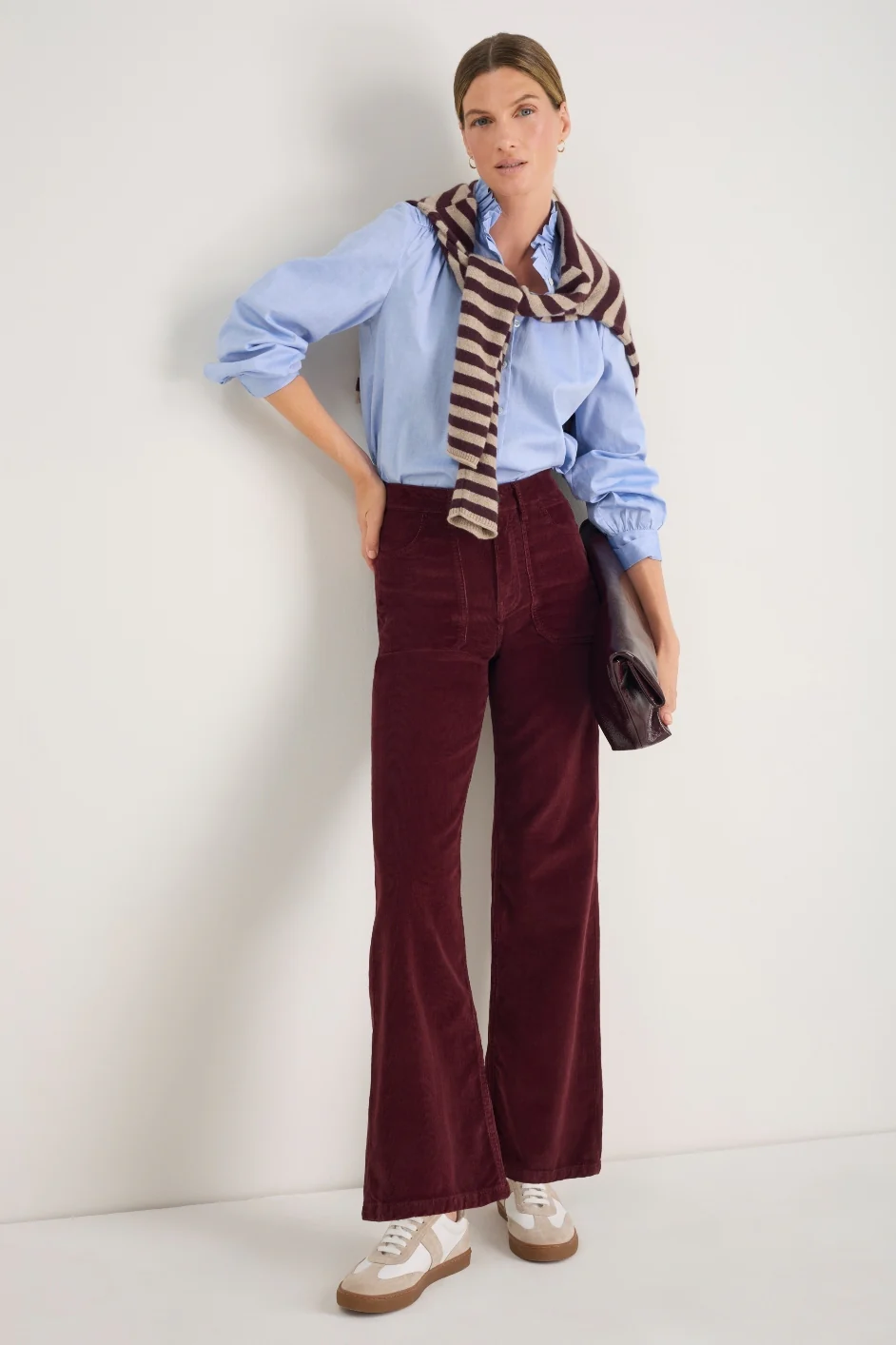 Flossie Carpenter Flare Cord Trouser - Raisin - Image 5
