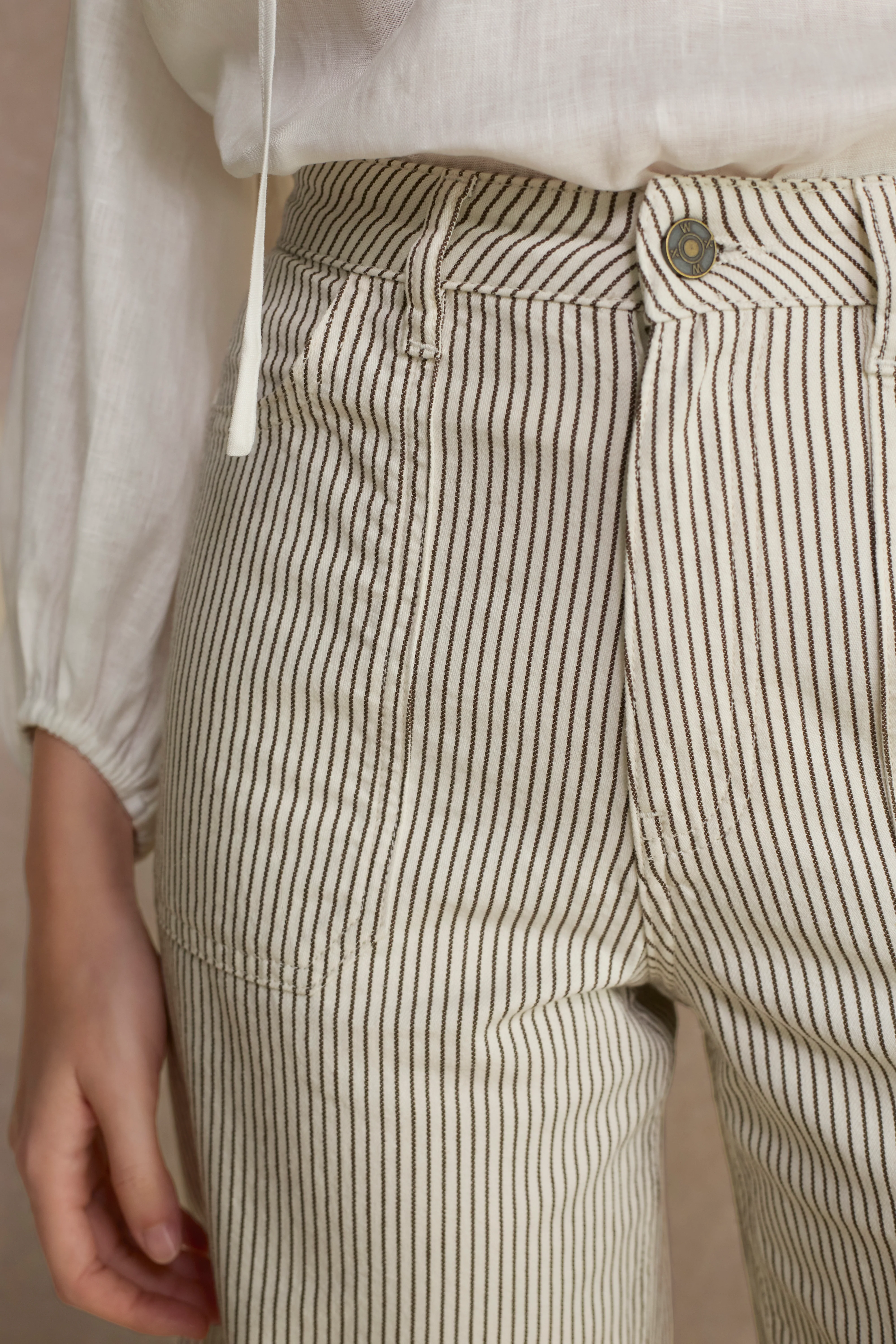 Flossie Carpenter Short - Cocoa/Ecru Stripe - Image 2