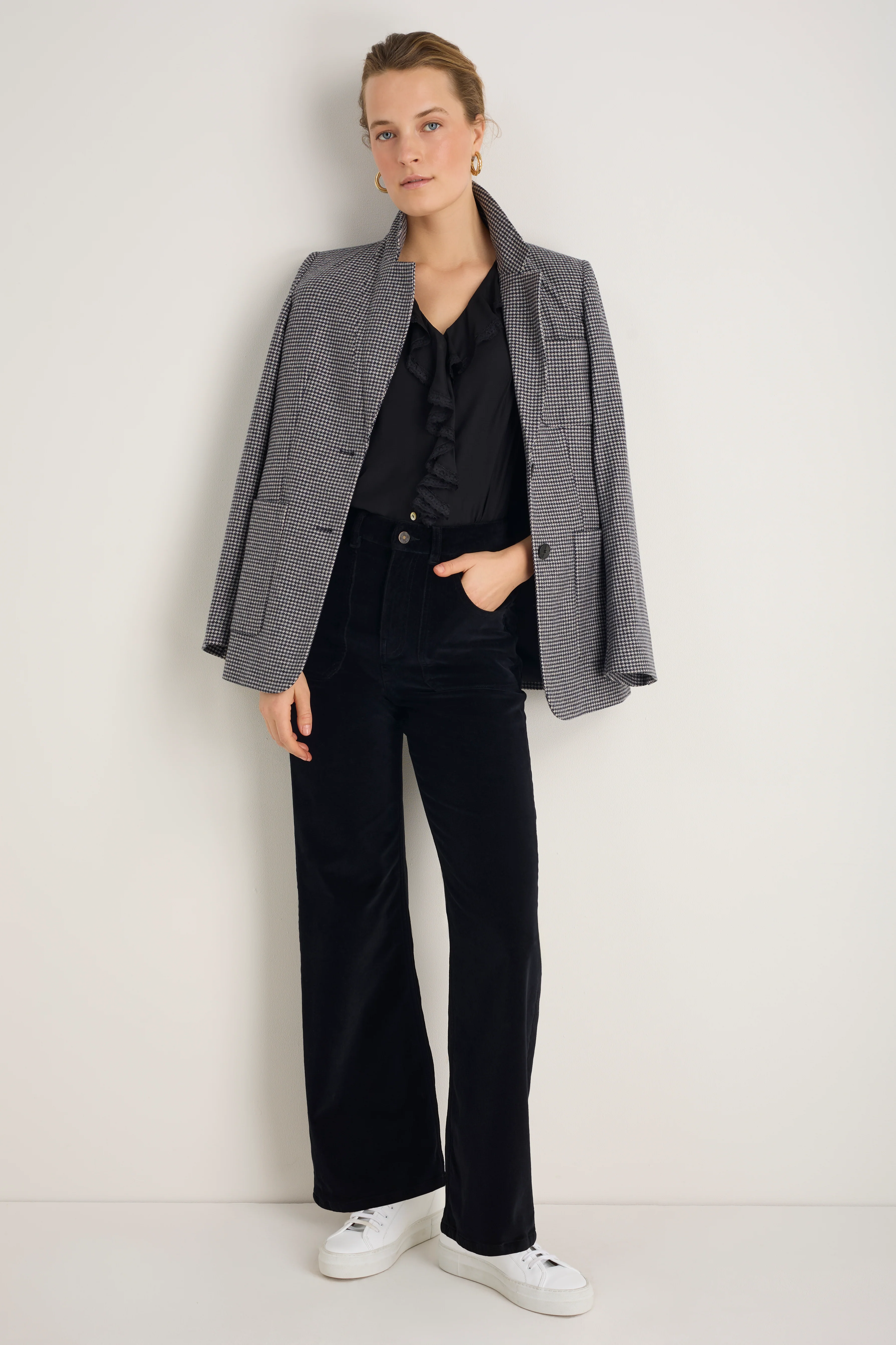 Flossie Cotton Velvet Trouser - Black - Image 3