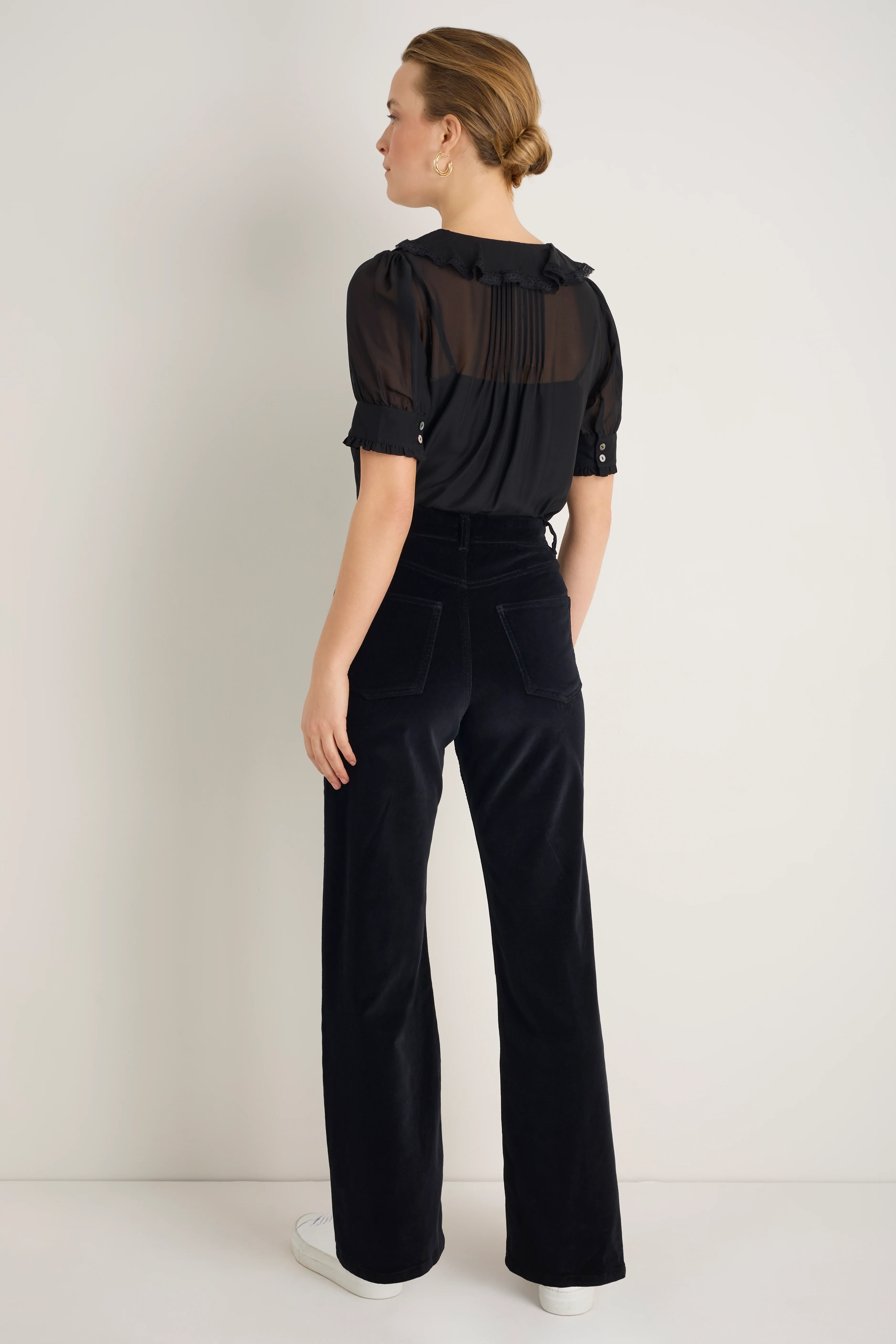 Flossie Cotton Velvet Trouser - Black - Image 5