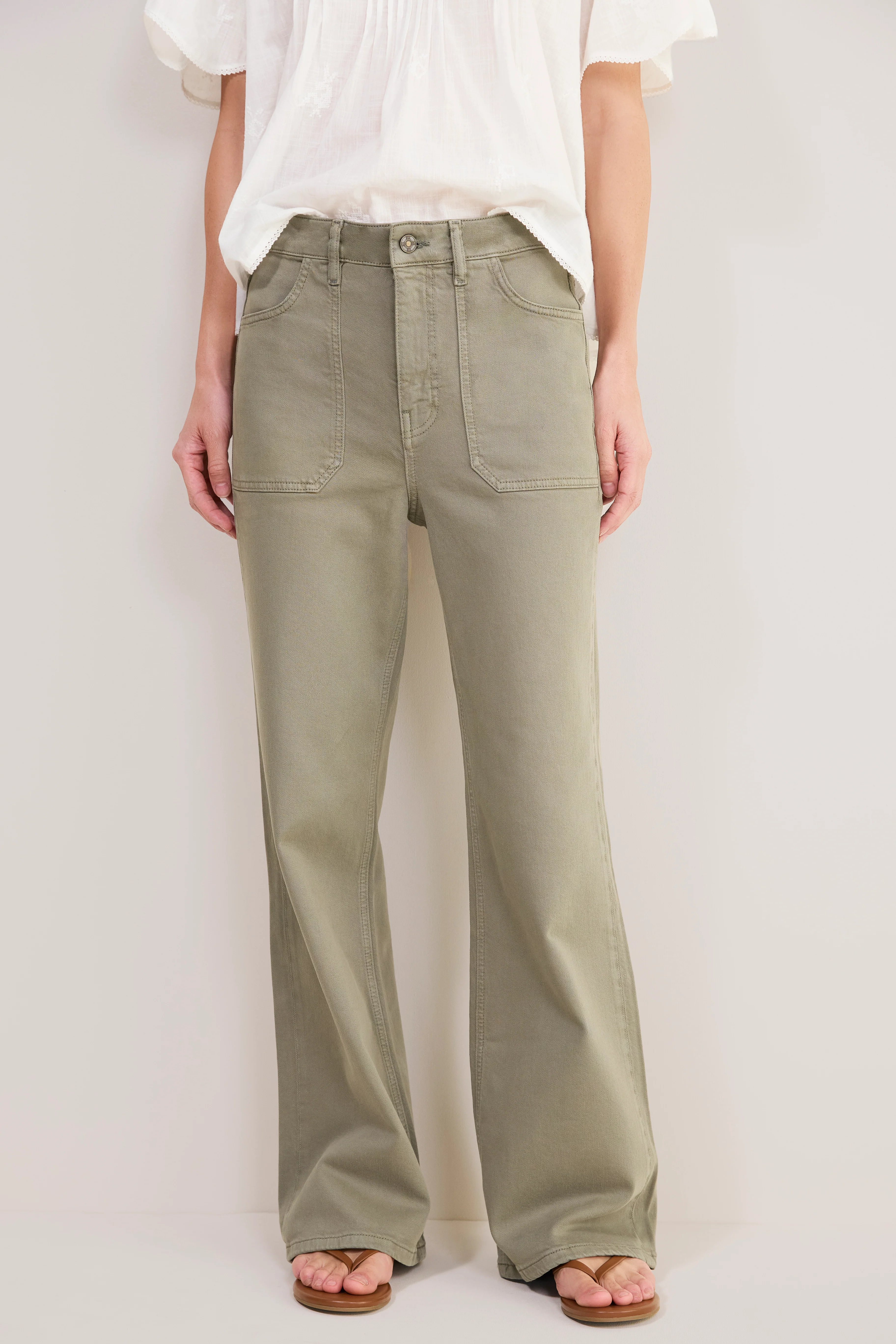 Flossie Flare Jean - Soft Khaki - Image 3