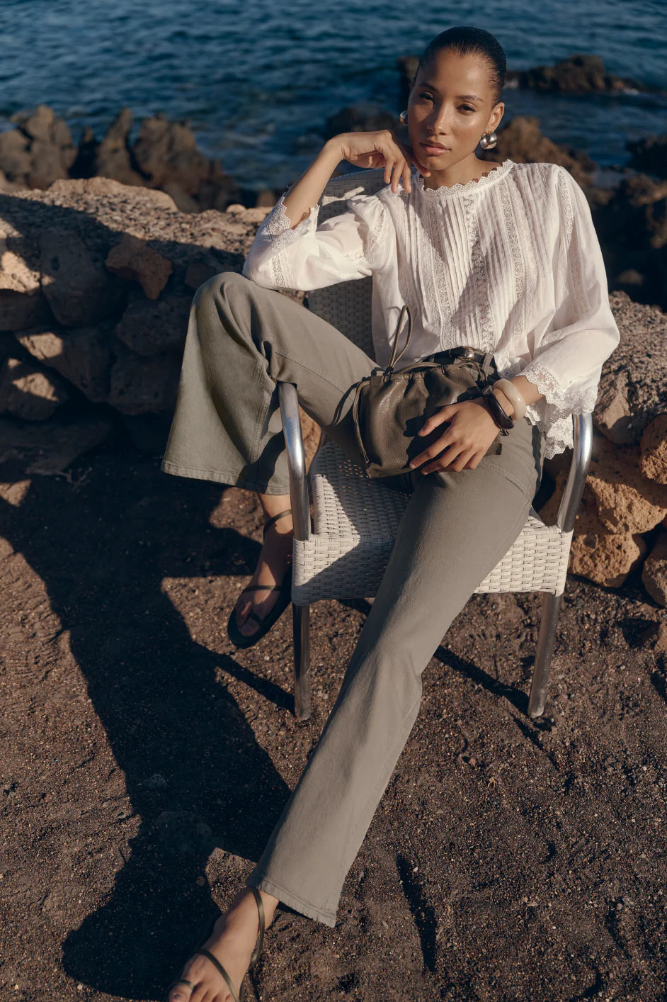 Flossie Flare Jean - Soft Khaki - Image 6