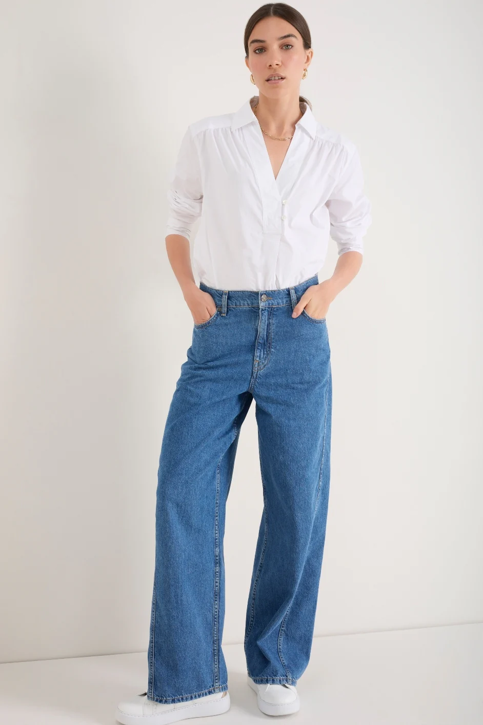 Freya Wide Leg Jean - Mid Wash - Image 6
