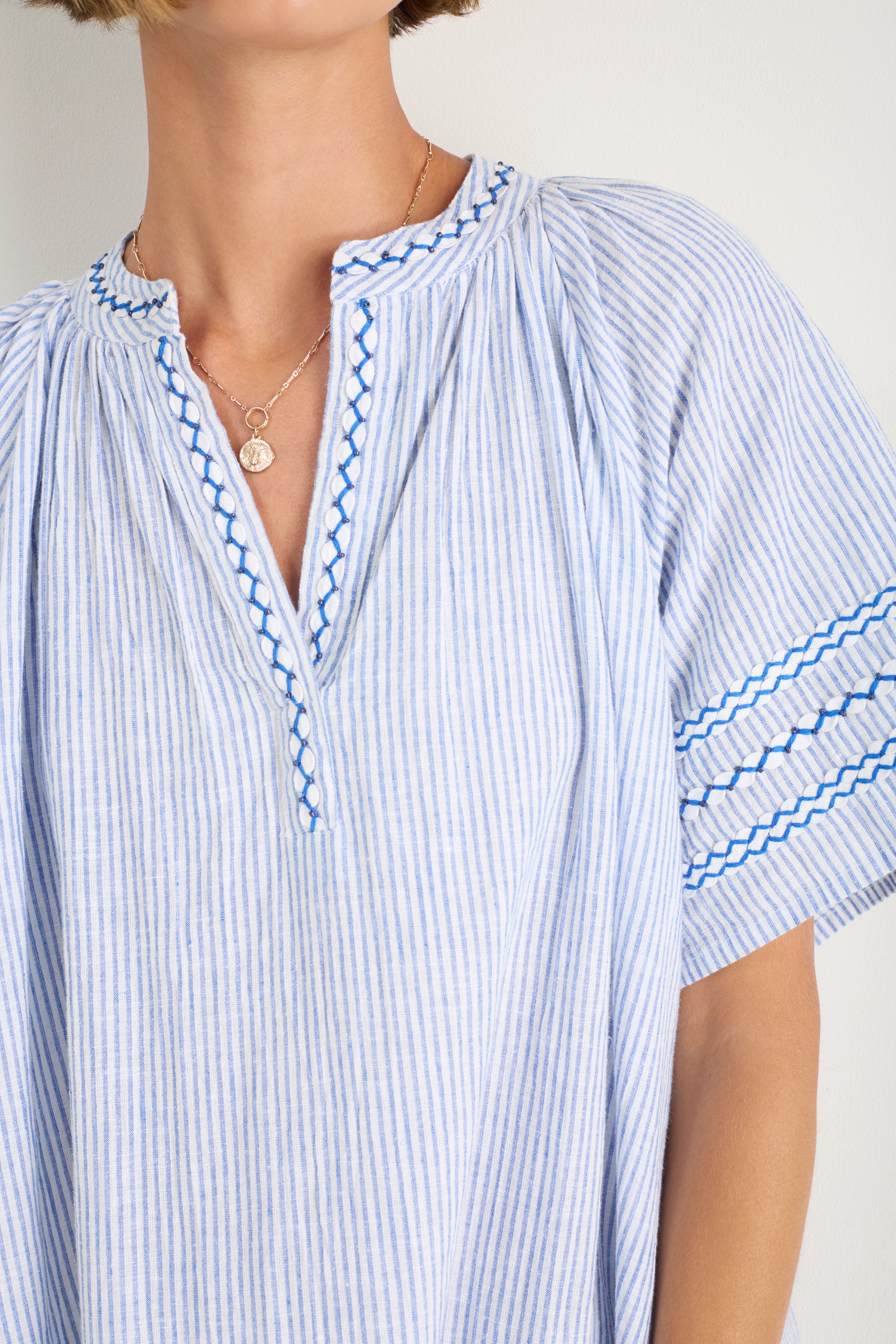 Georgie Dress - Blue/Ivory Stripe - Image 2