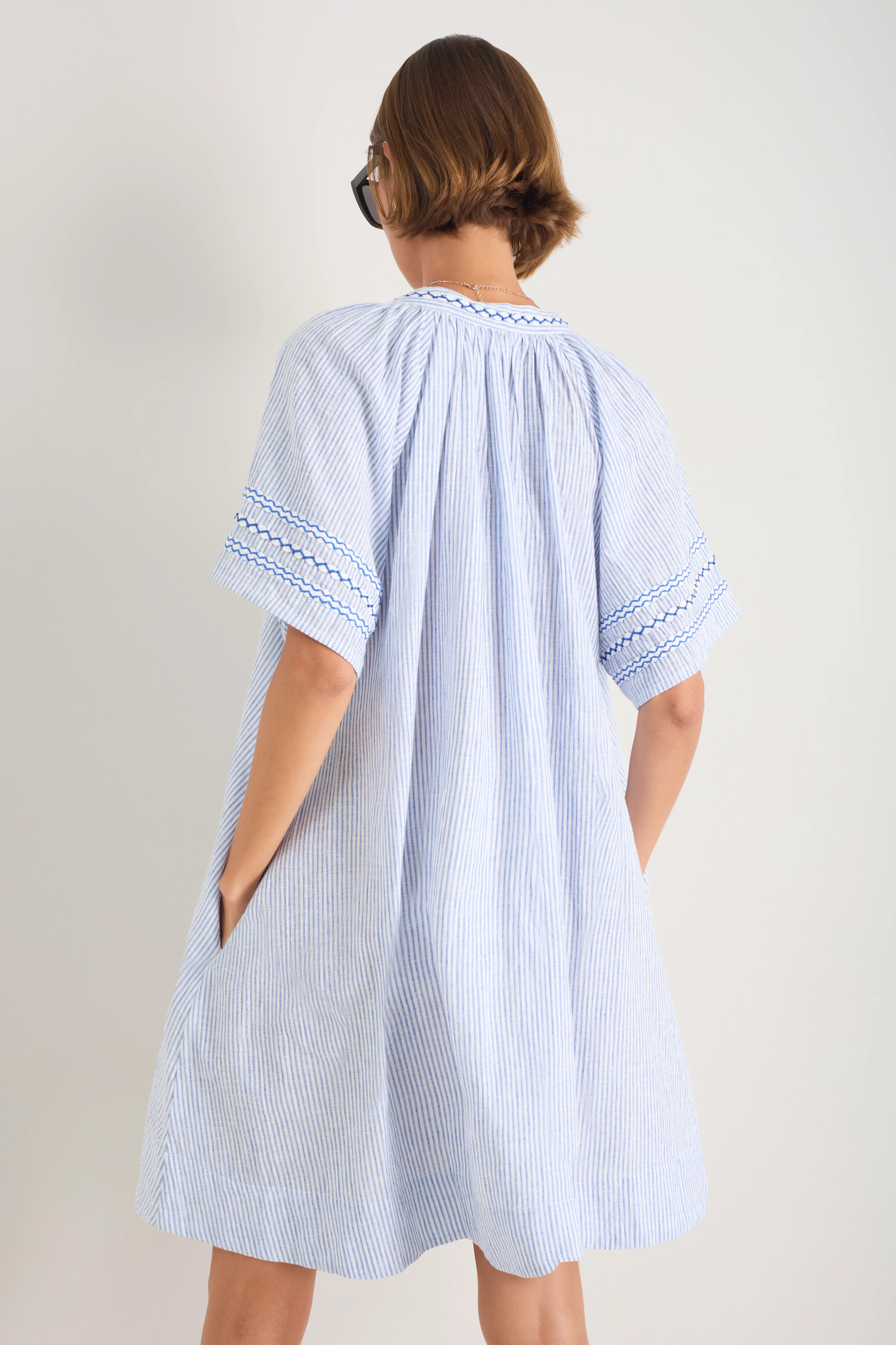 Georgie Dress - Blue/Ivory Stripe - Image 4