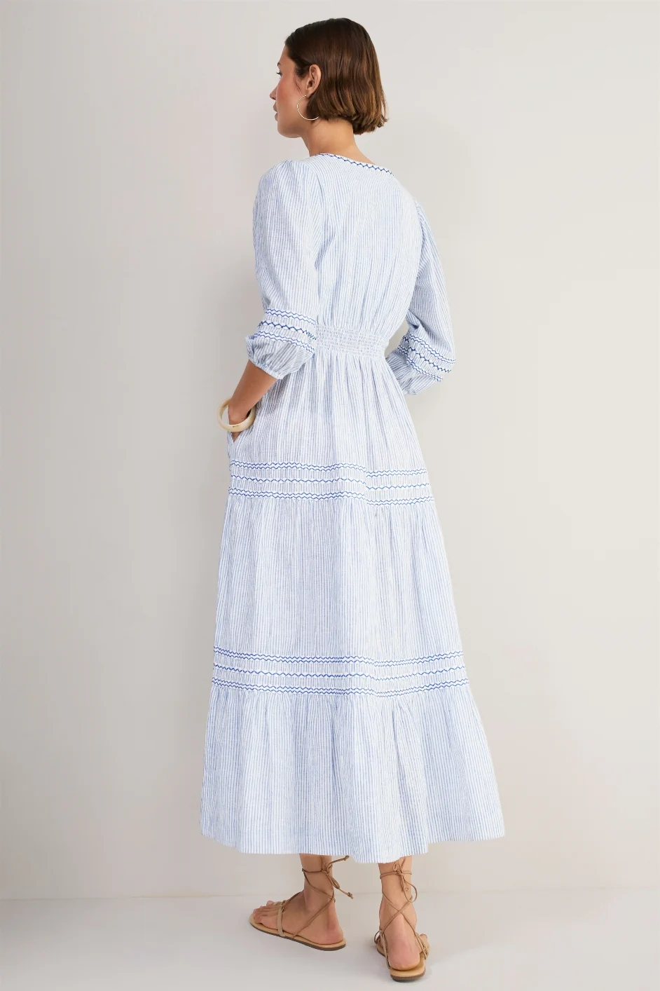 Georgina Dress - Blue/Ivory Stripe - Image 3
