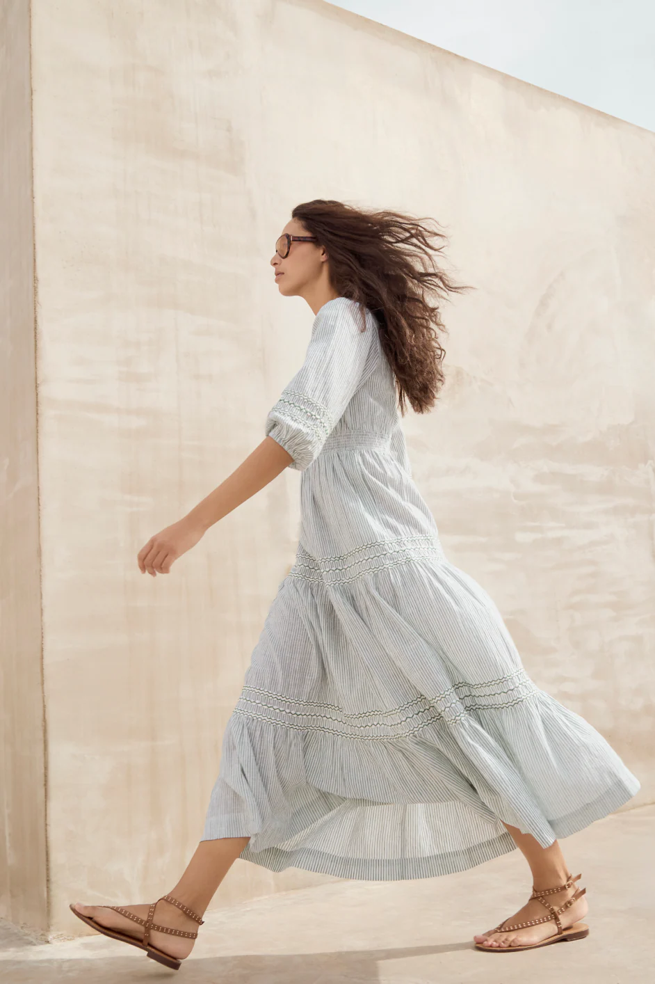 Georgina Dress - Sage Green/Ivory Stripe - Image 4