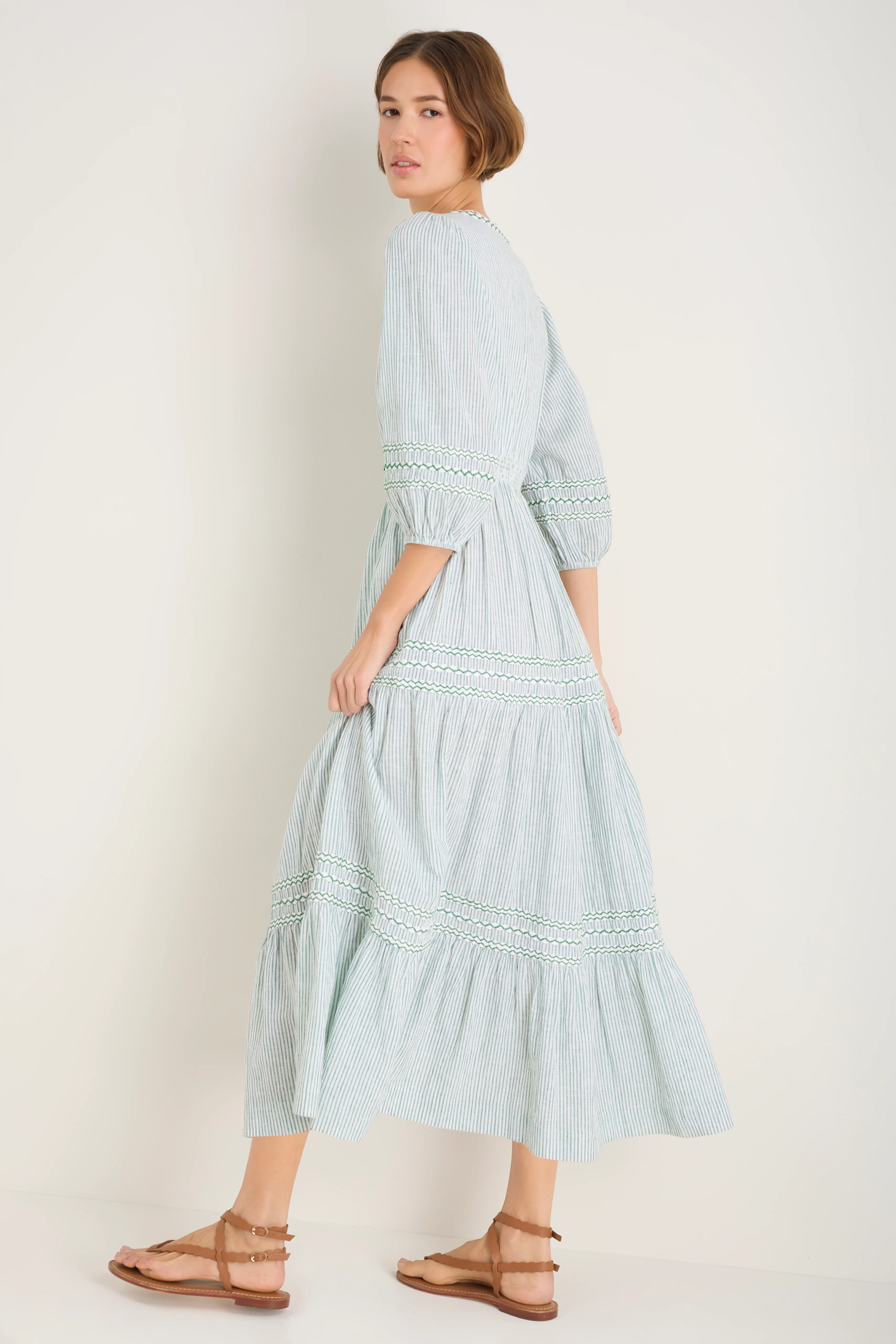 Georgina Dress - Sage Green/Ivory Stripe - Image 5