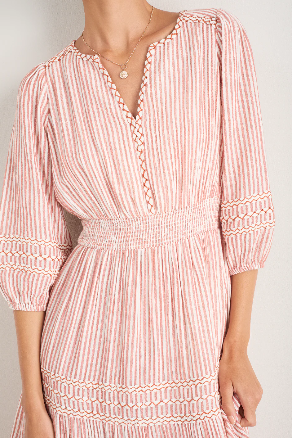 Georgina Dress - Terracotta/White Stripe - Image 2