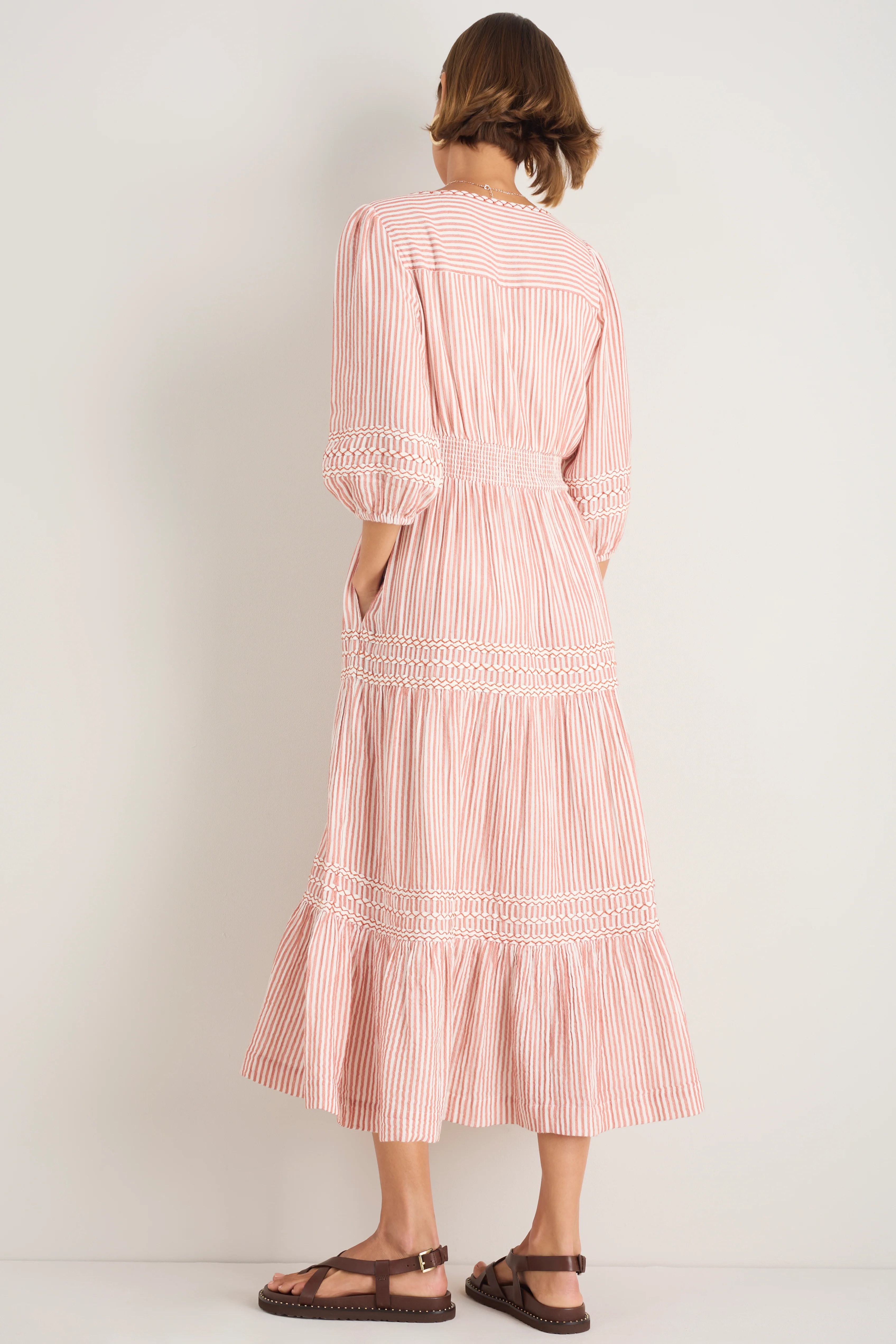 Georgina Dress - Terracotta/White Stripe - Image 3