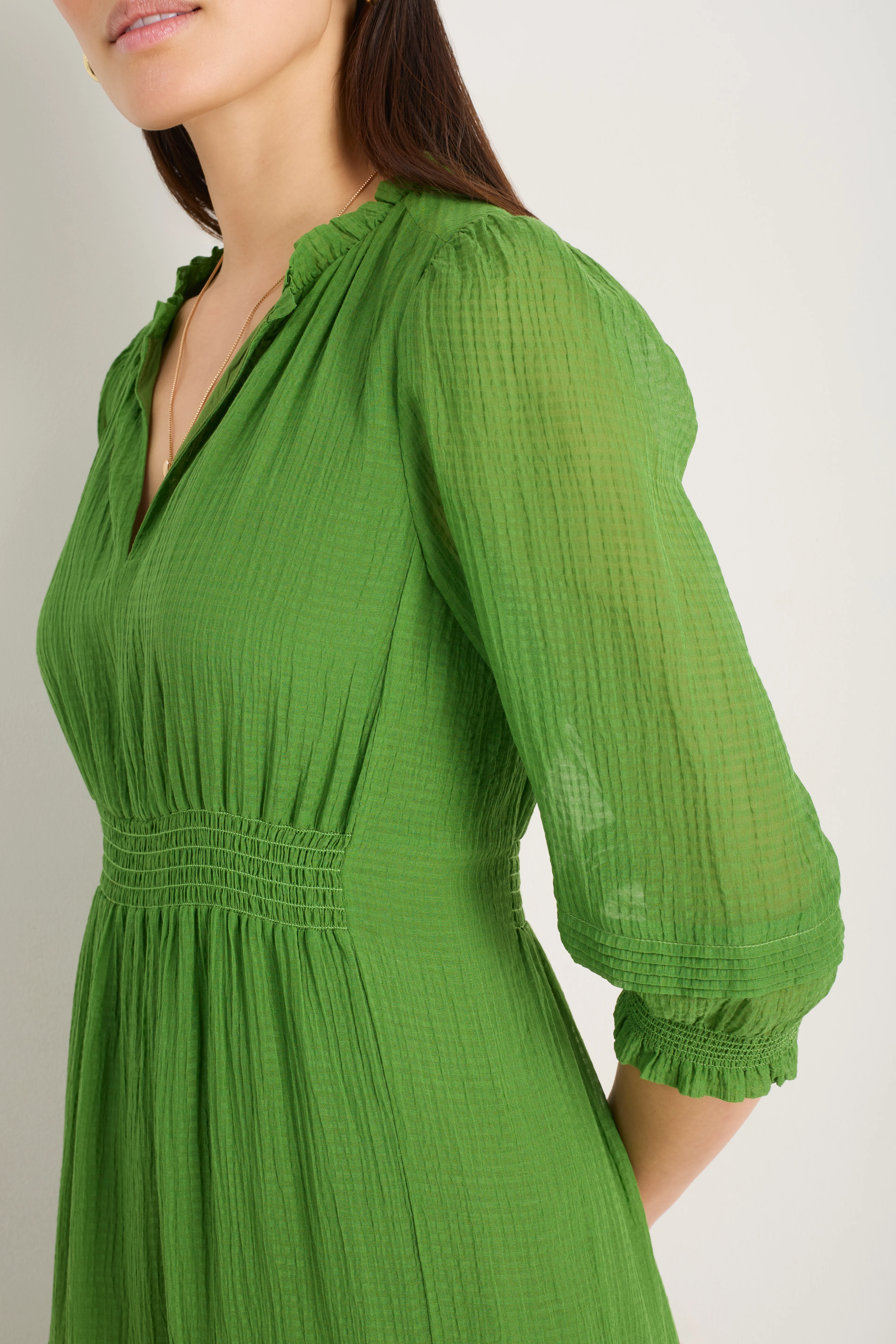 Grace Silk Blend Dress - Fern Green - Image 3