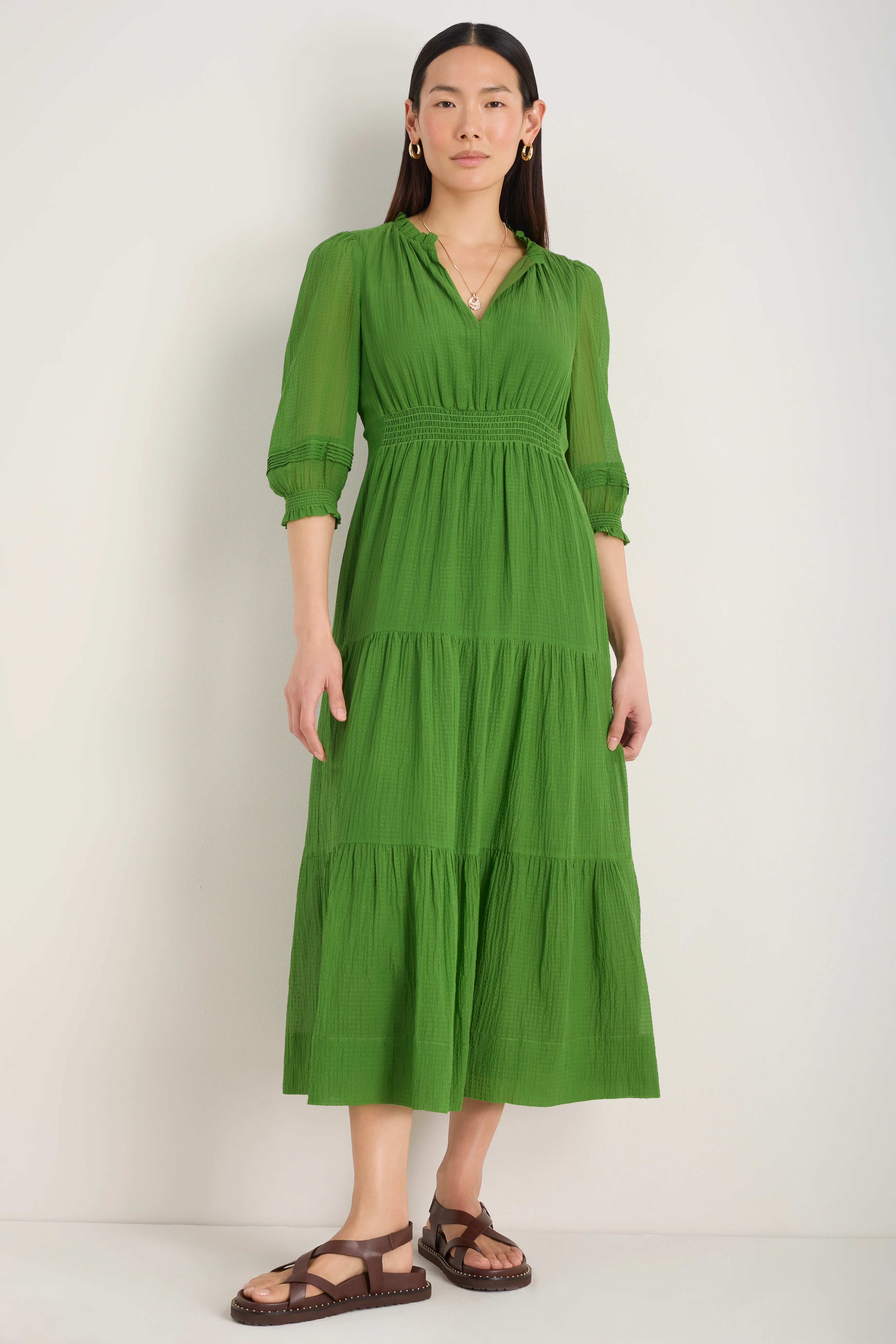 Grace Silk Blend Dress - Fern Green - Image 5