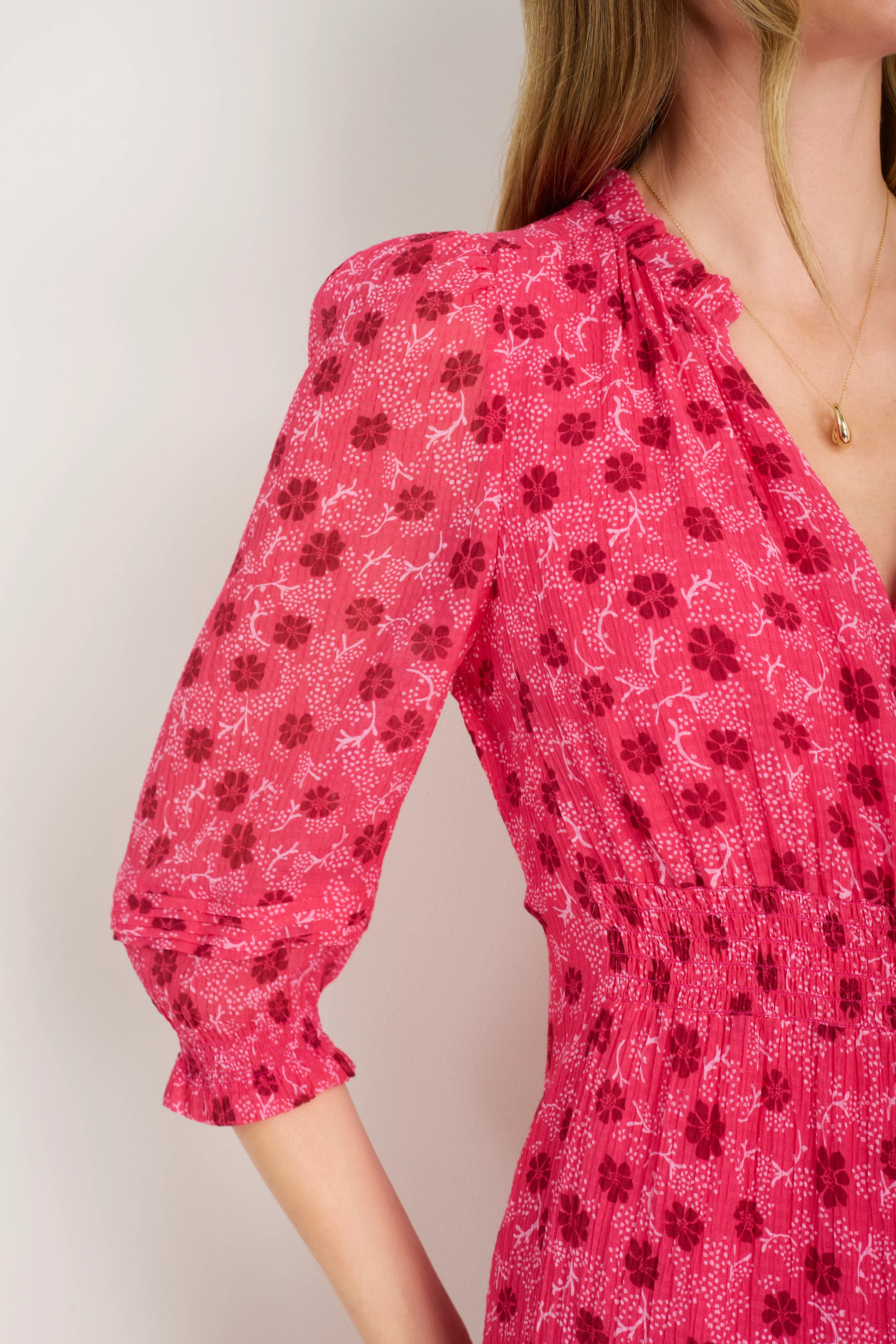 Grace Silk Blend Dress - Raspberry Wandering Daisy - Image 2