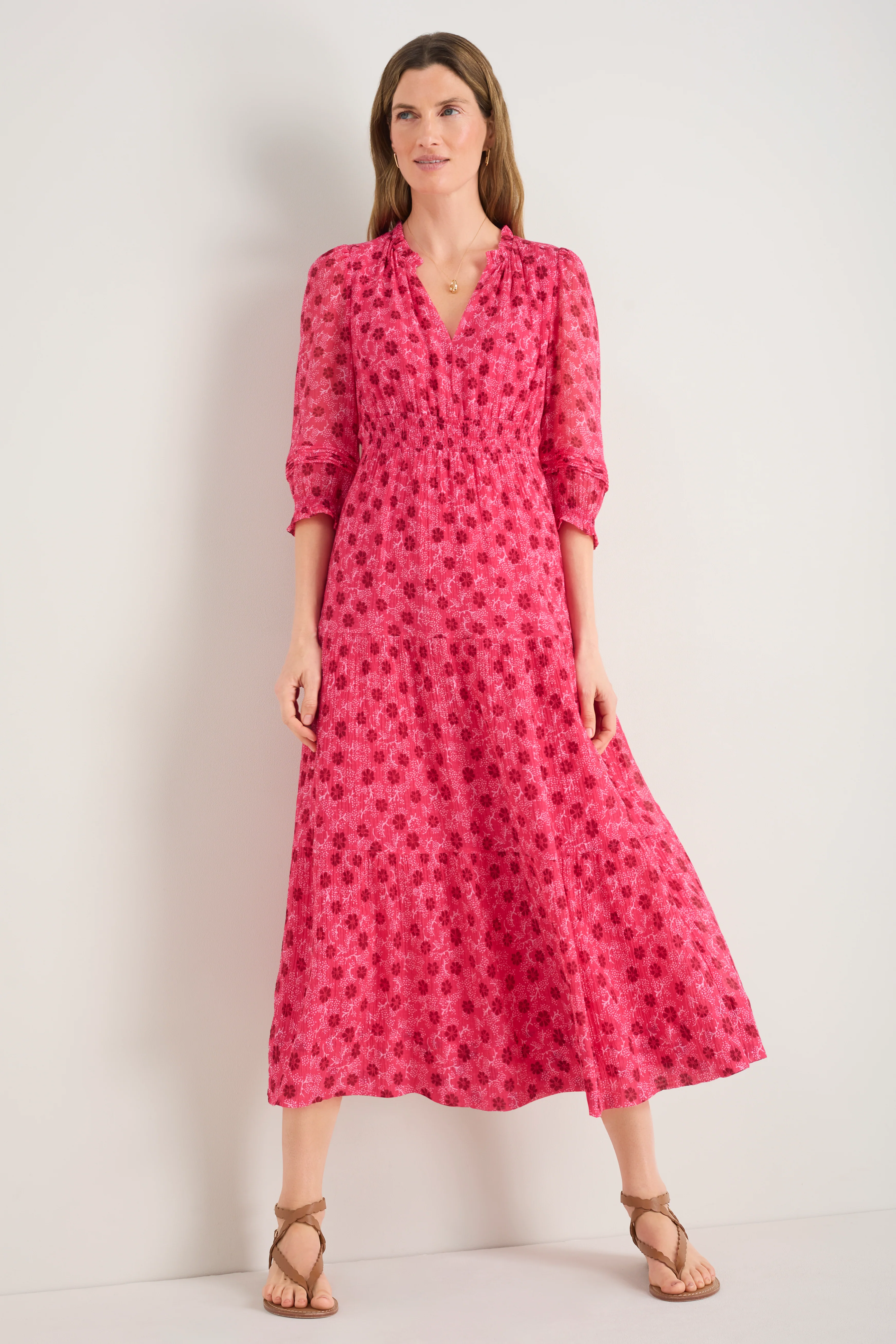 Grace Silk Blend Dress - Raspberry Wandering Daisy - Image 5