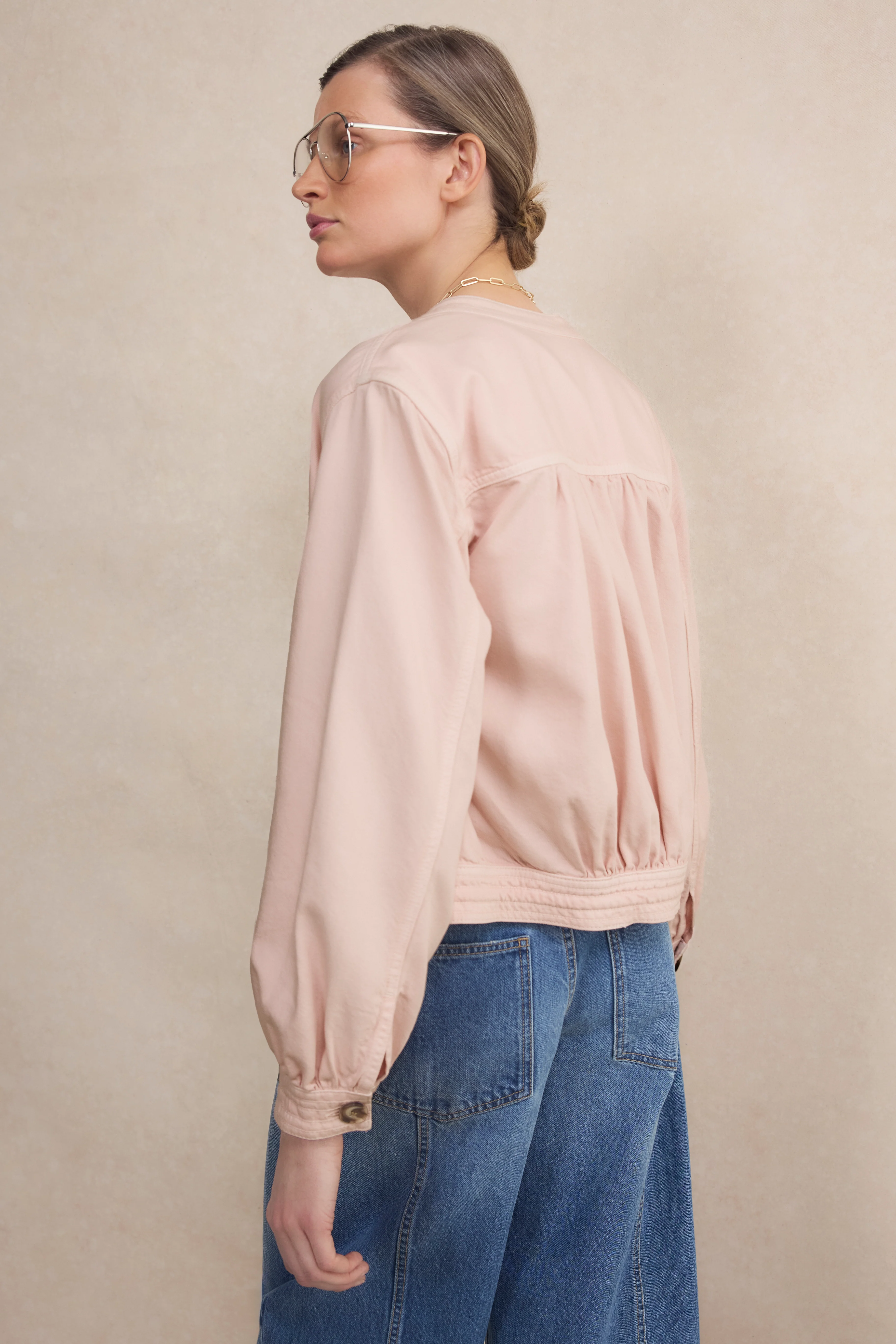 Hallie Collarless Jacket - Dusky Pink - Image 4