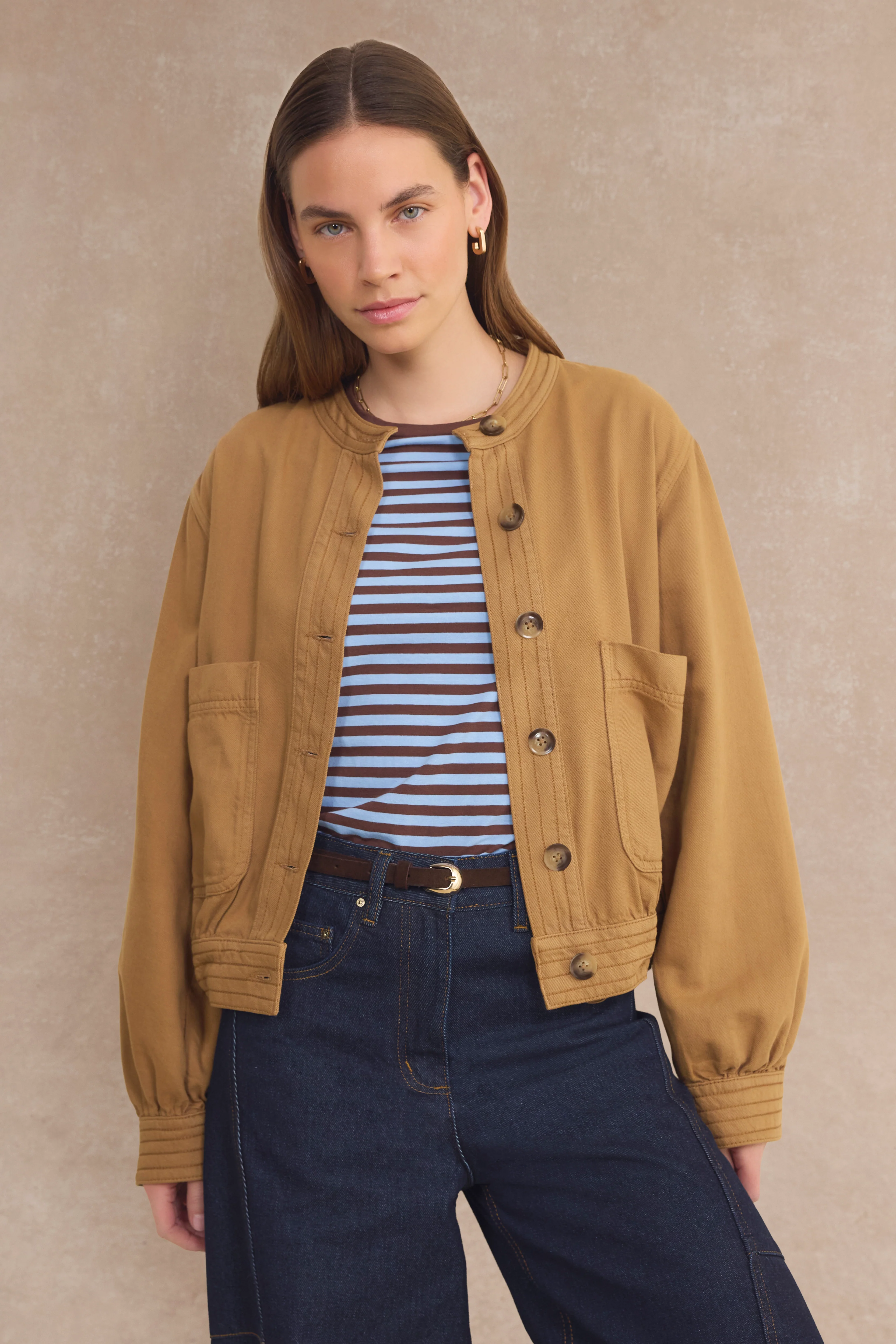 Hallie Collarless Jacket - Toffee - Image 2