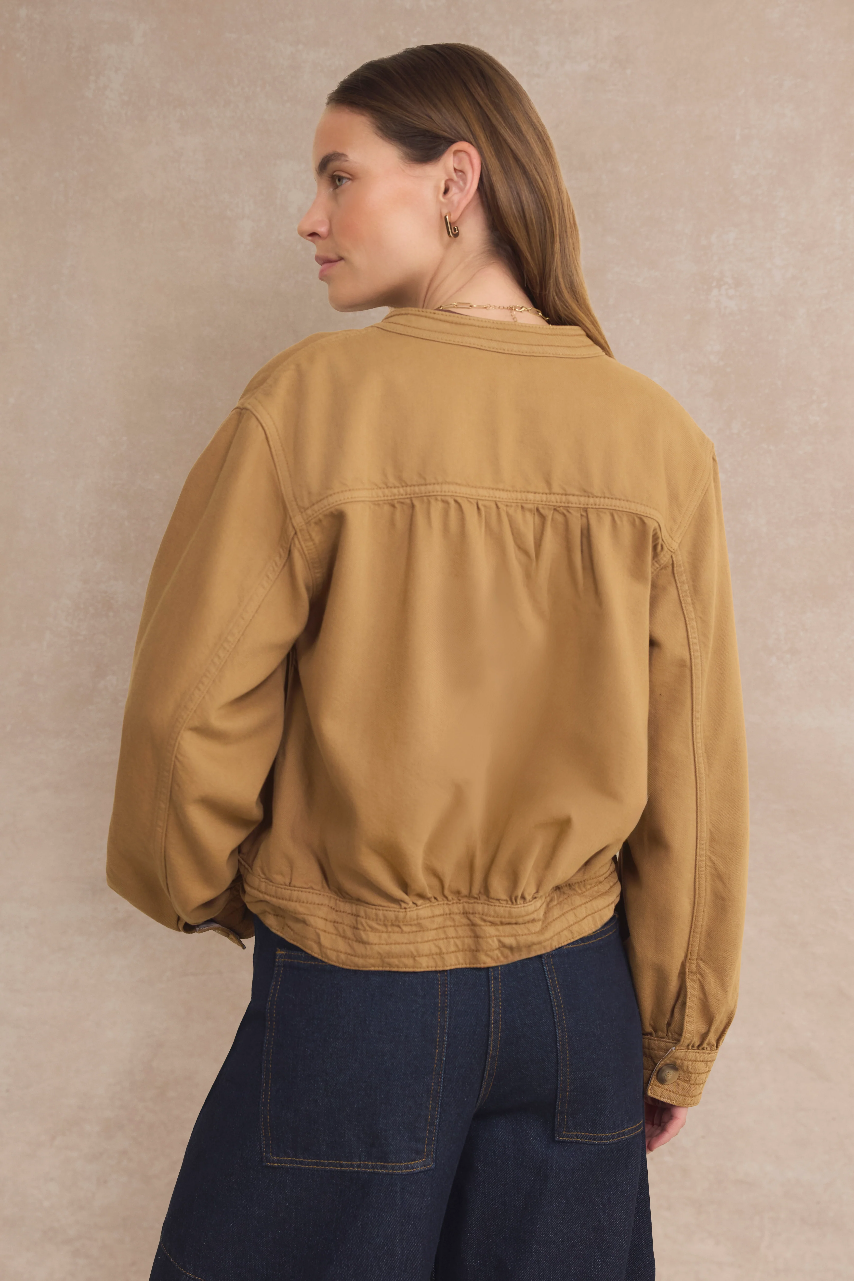 Hallie Collarless Jacket - Toffee - Image 3