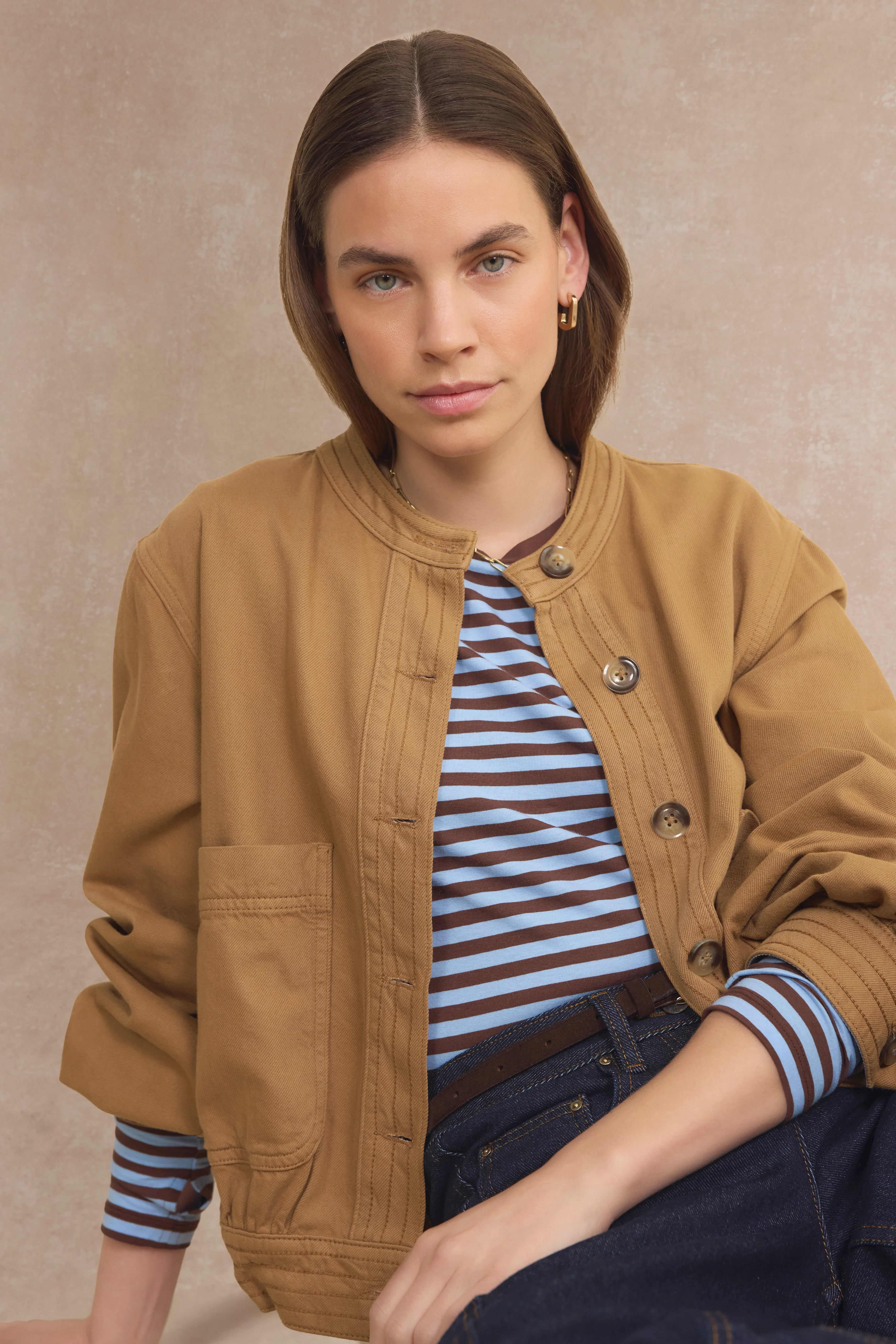 Hallie Collarless Jacket - Toffee - Image 4