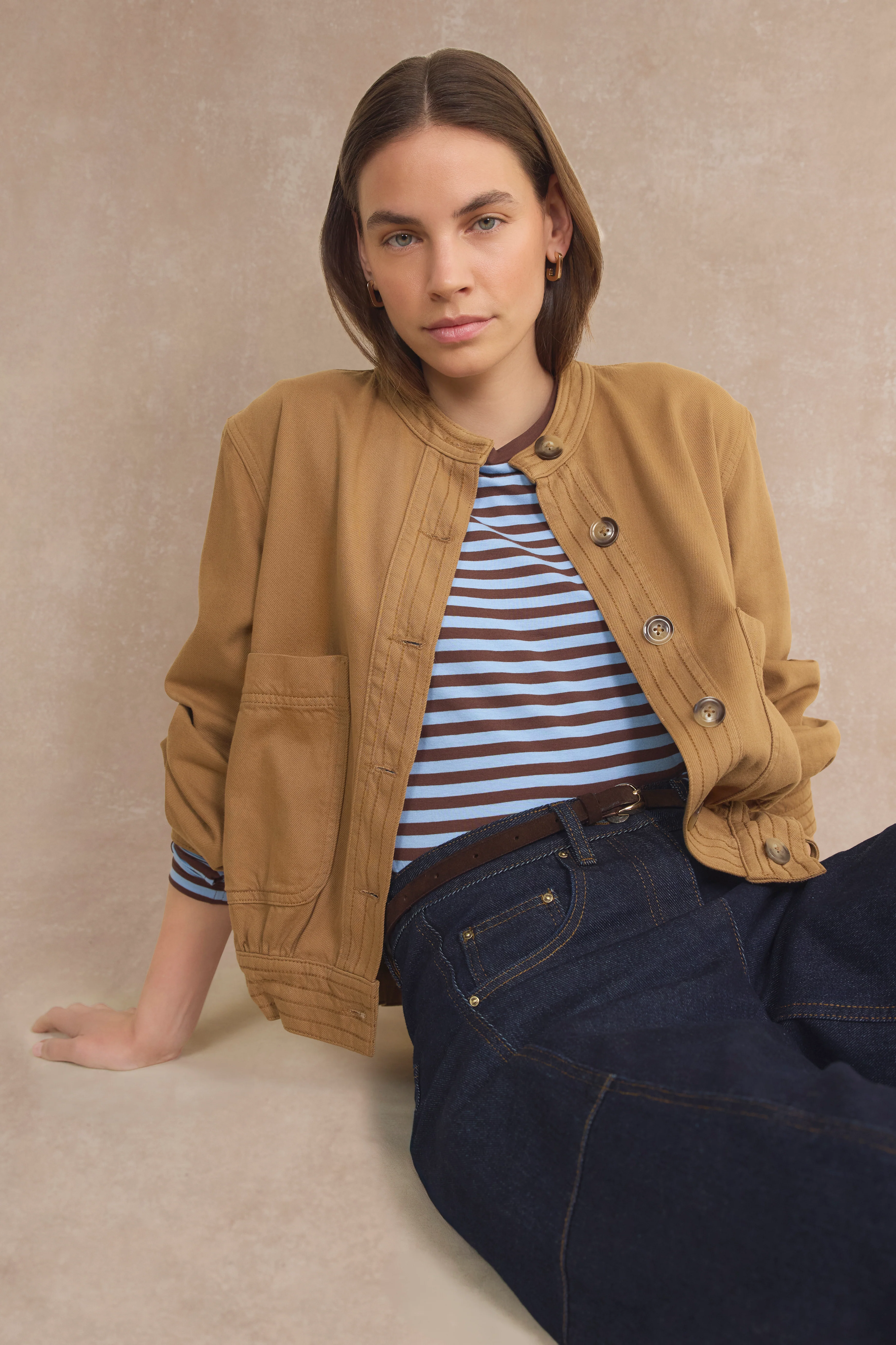 Hallie Collarless Jacket - Toffee - Image 5