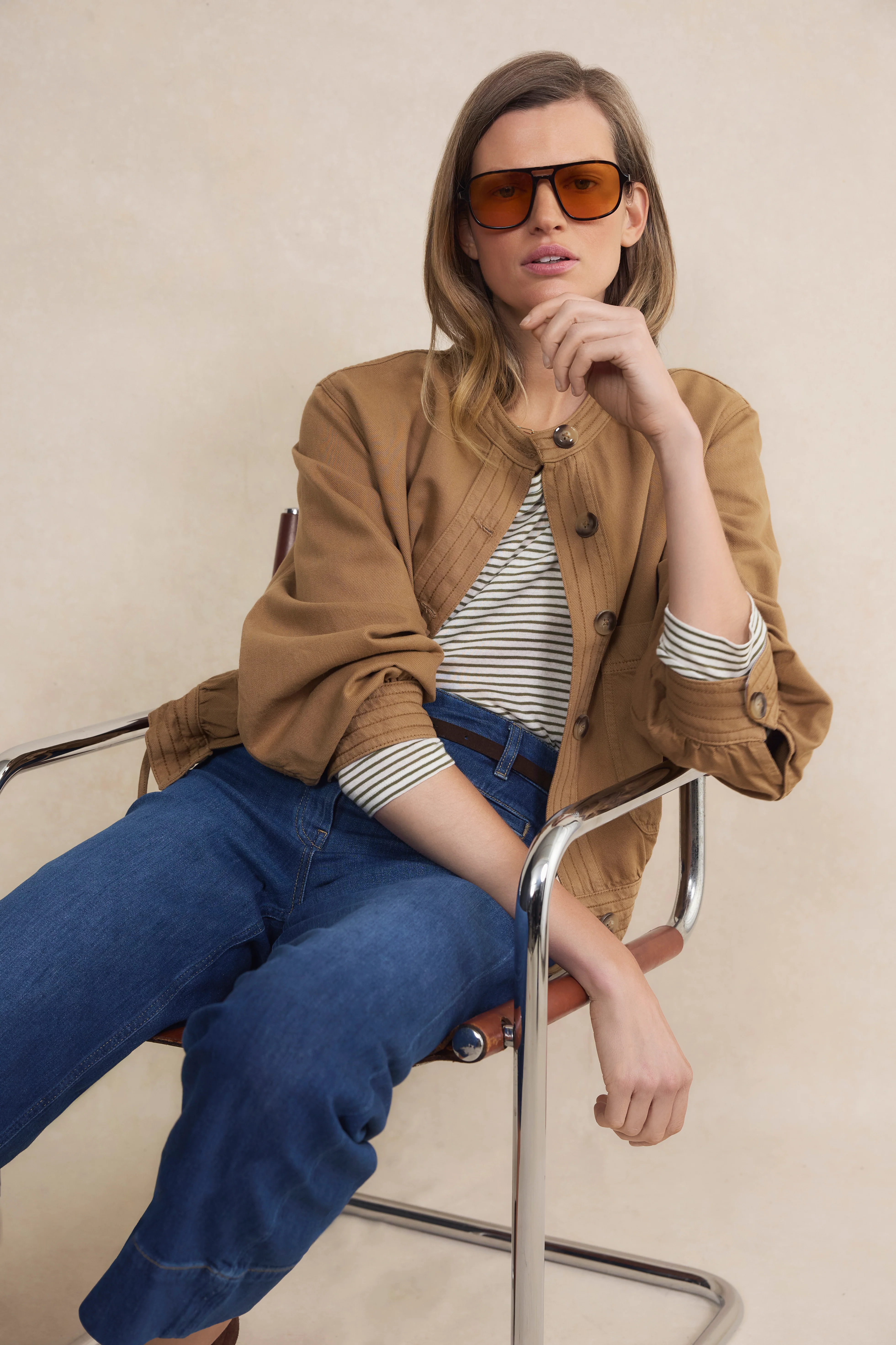 Hallie Collarless Jacket - Toffee - Image 9