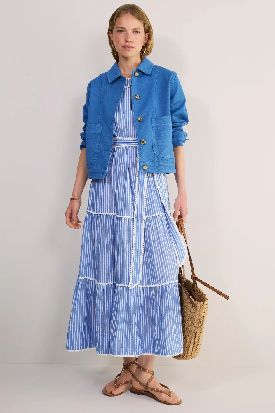Hallie Halterneck Dress - Riviera Blue/White Stripe - Image 8