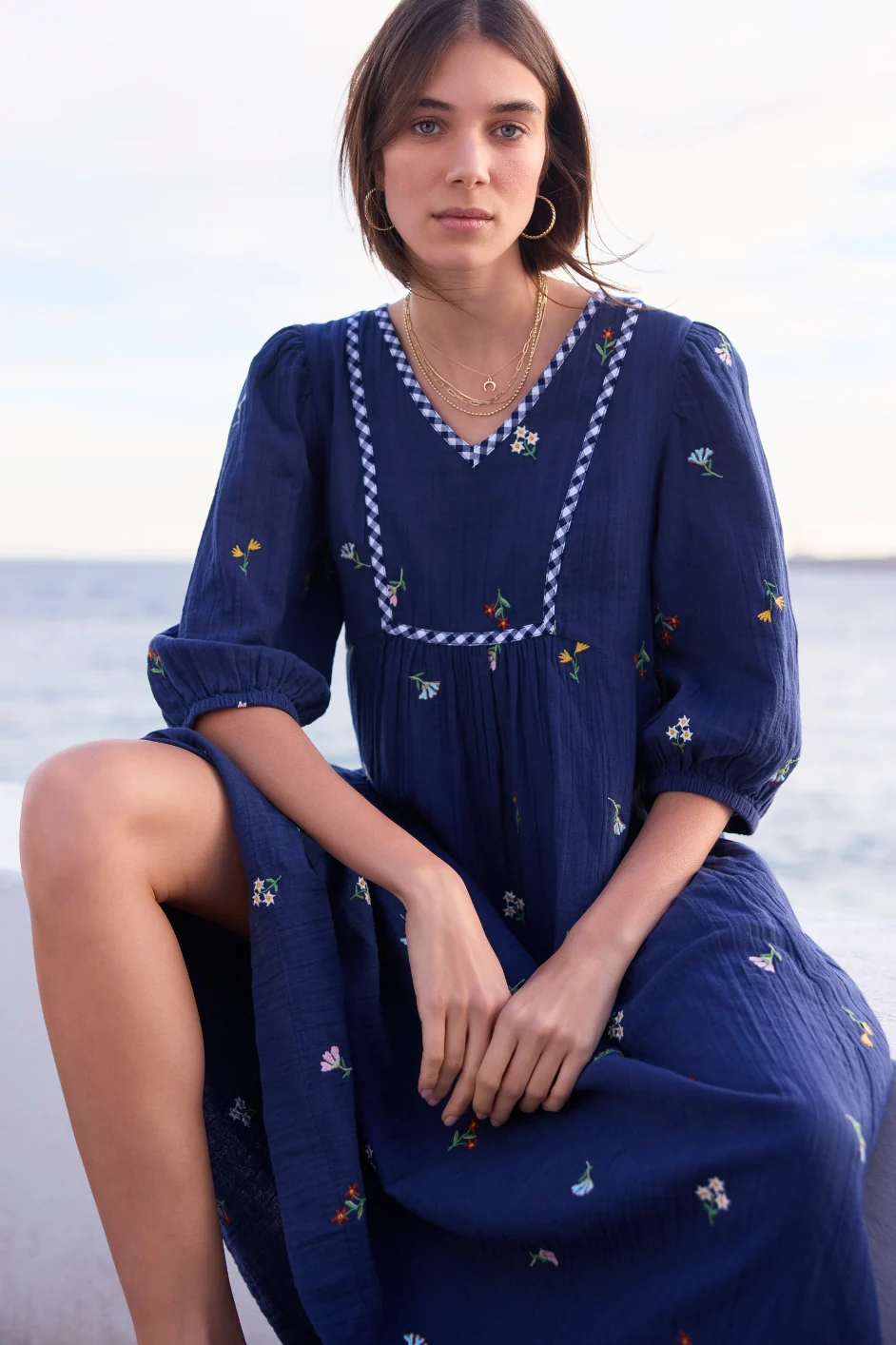 Hana Embroidered Dress - Midnight - Image 2