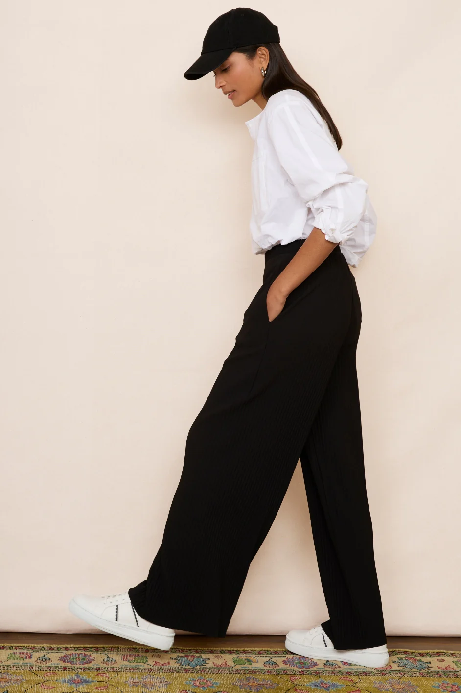 Ingrid Plisse Trouser - Black - Image 4