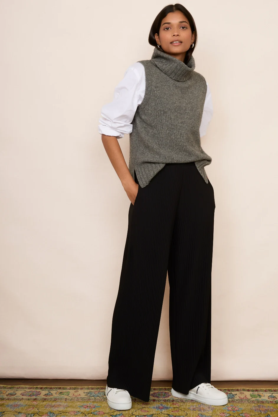 Ingrid Plisse Trouser - Black - Image 5
