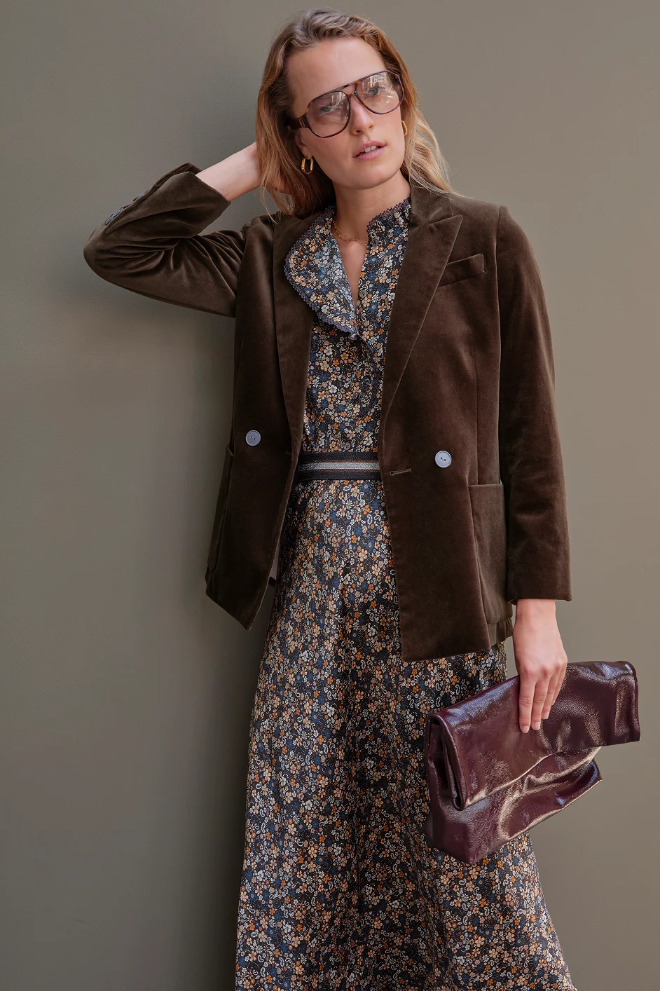 Iris Cotton Velvet Blazer - Cocoa - Image 7