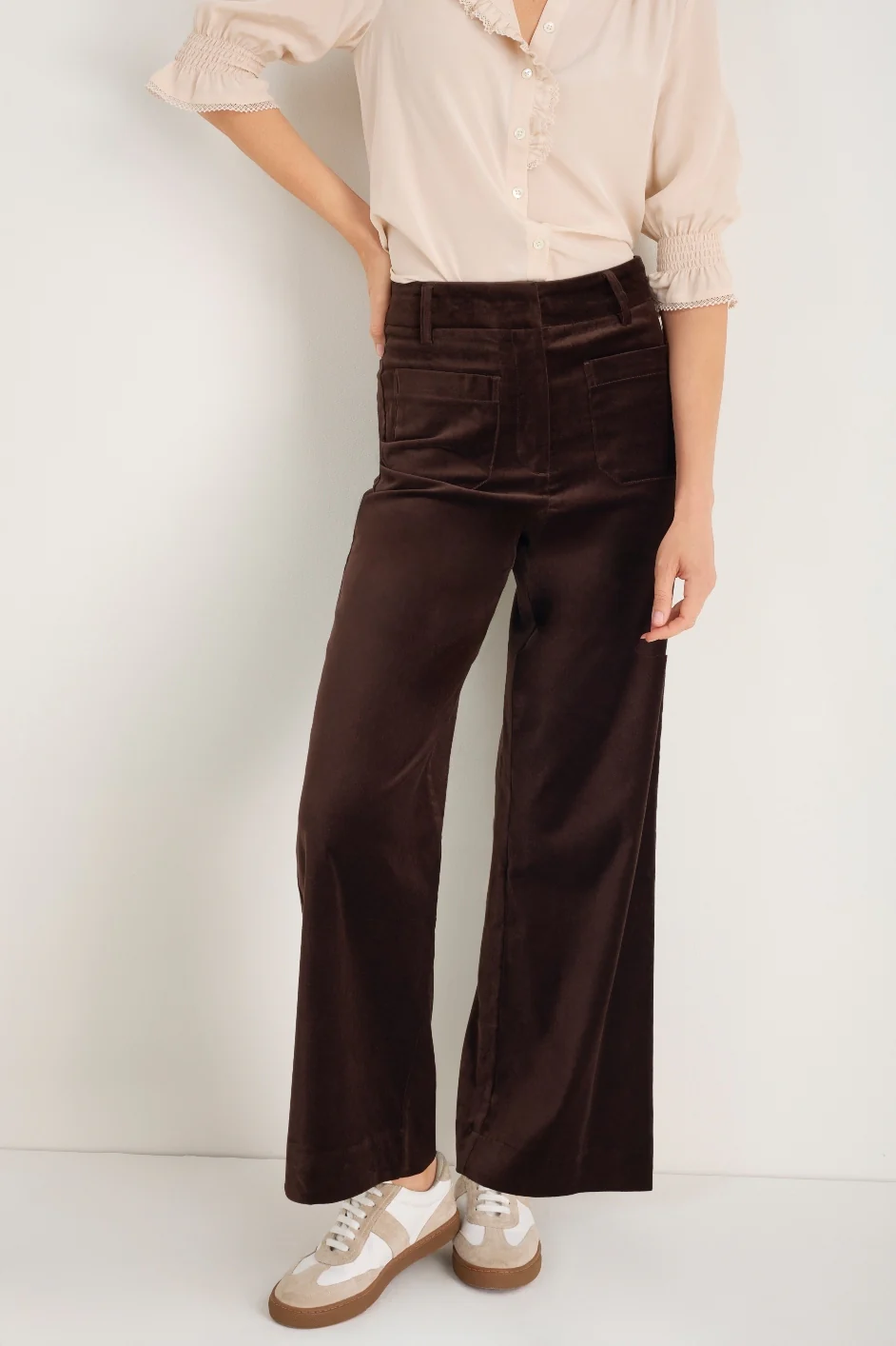 Iris Cotton Velvet Trouser - Cocoa - Image 4