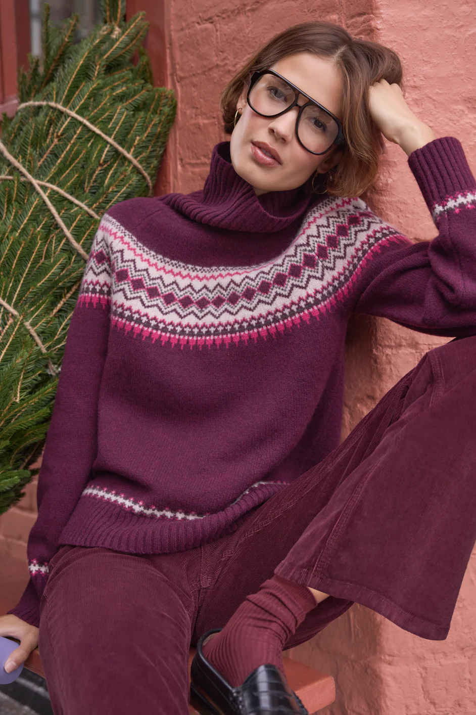 Iris Fairisle Jumper - Deep Fig - Image 5