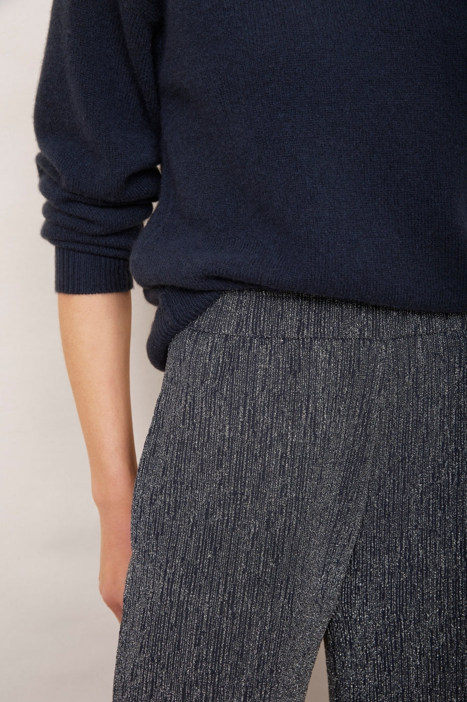 Isla Plisse Trouser - Midnight/Silver Sparkle - Image 3