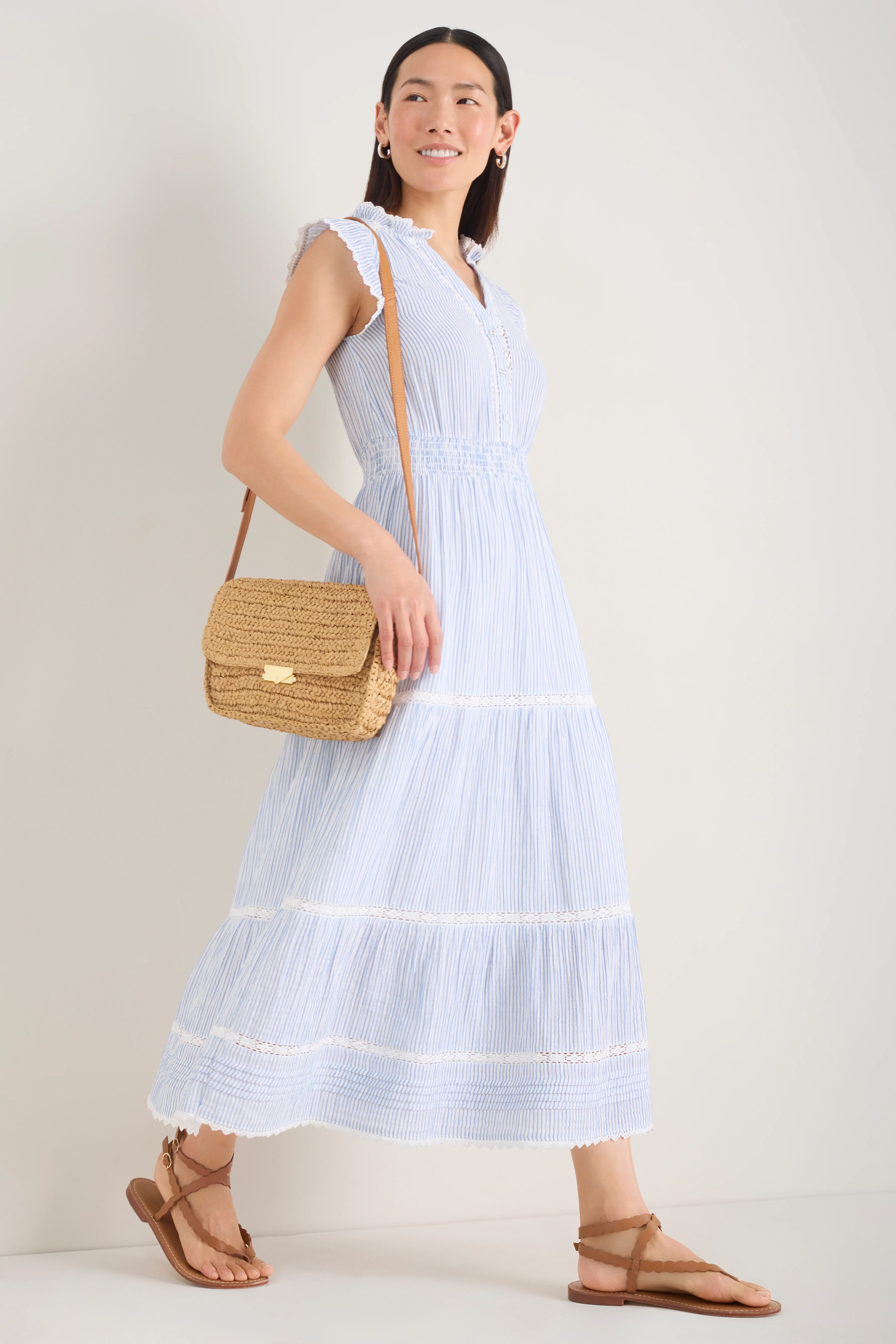 Jacinda Dress - Sky Blue/White Stripe - Image 3