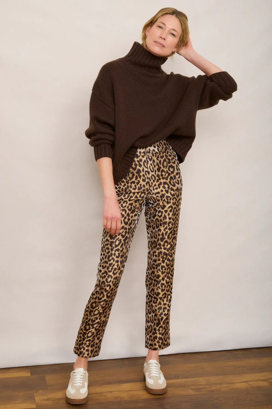 Jacinda Jacquard Trouser - Leopard - Image 2