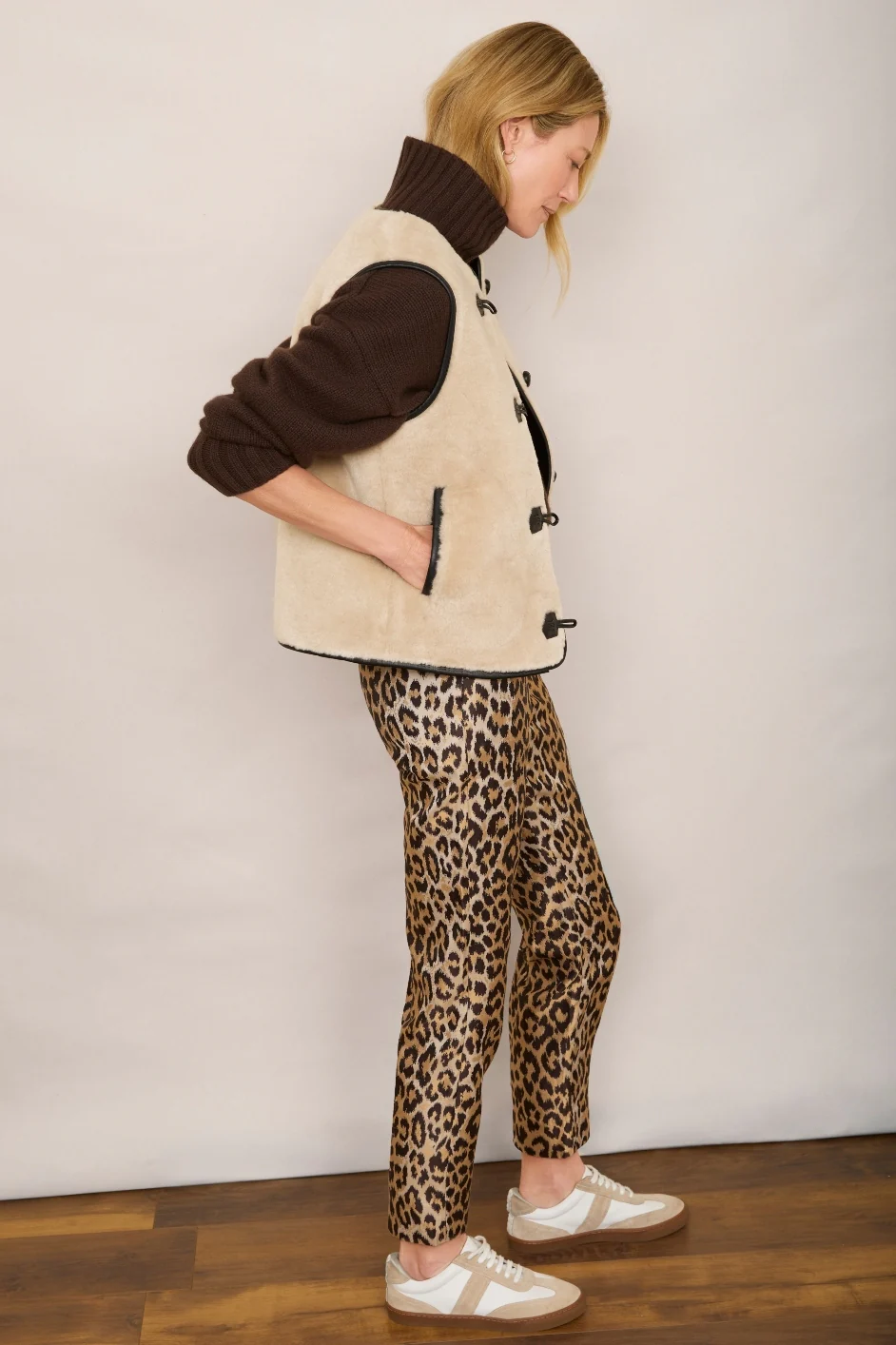 Jacinda Jacquard Trouser - Leopard - Image 4