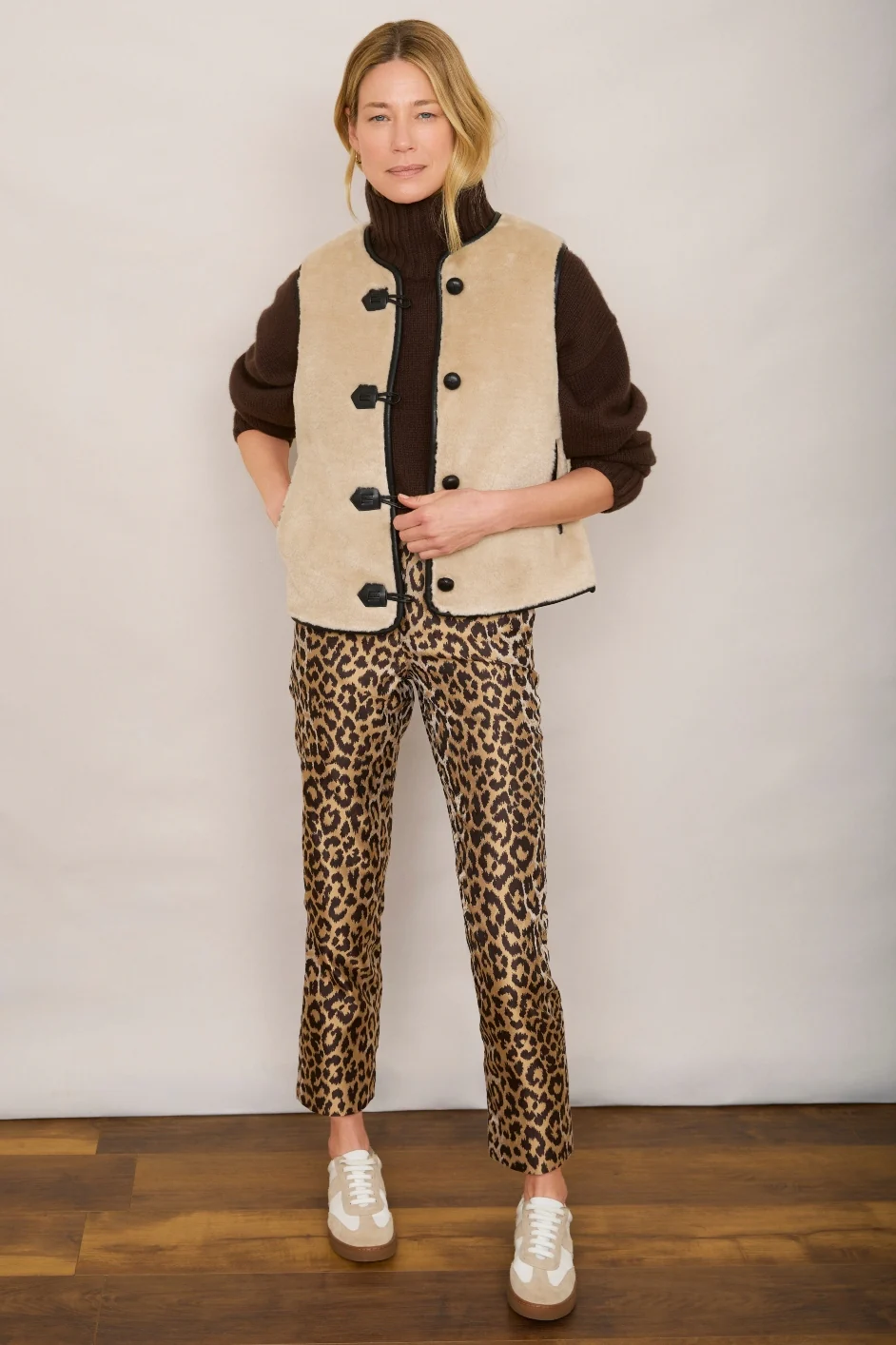 Jacinda Jacquard Trouser - Leopard - Image 6