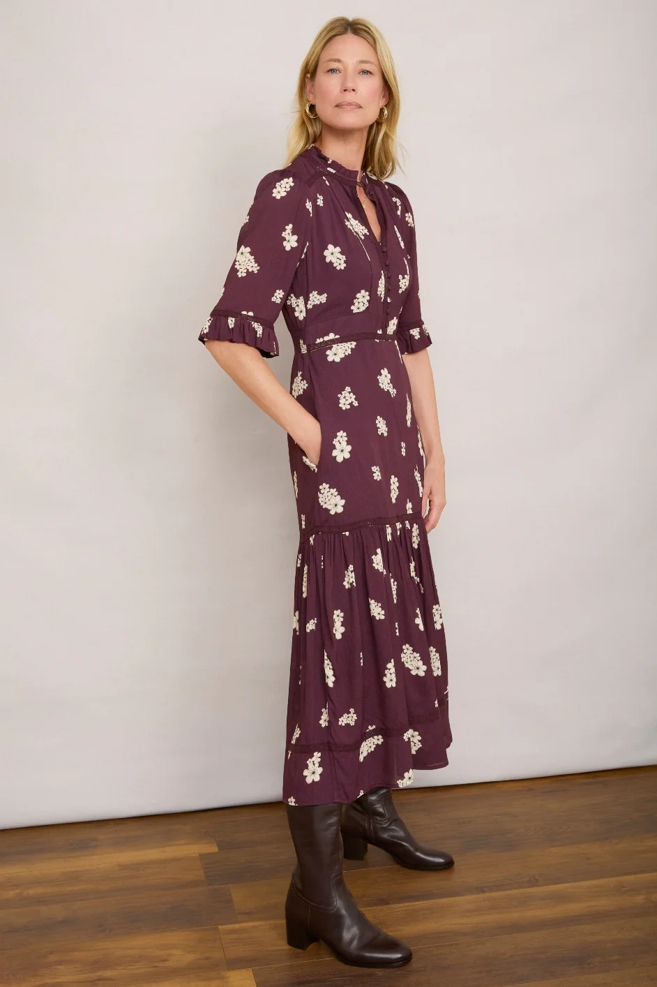 Jodi Dress - Deep Plum Floral - Image 2