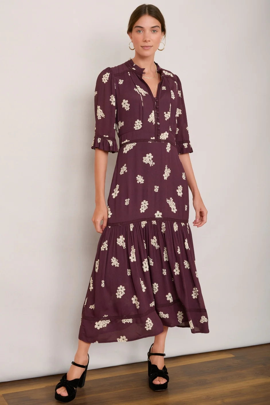 Jodi Dress - Deep Plum Floral - Image 5