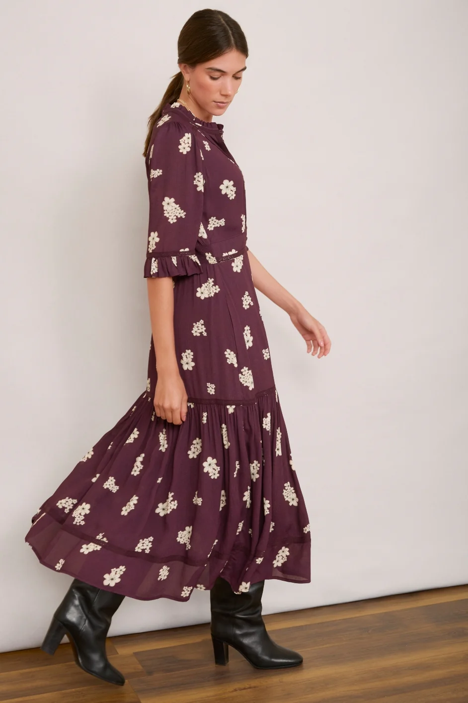 Jodi Dress - Deep Plum Floral - Image 8