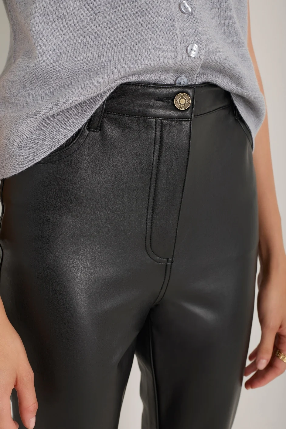 Josie Faux Leather Trouser - Black - Image 2