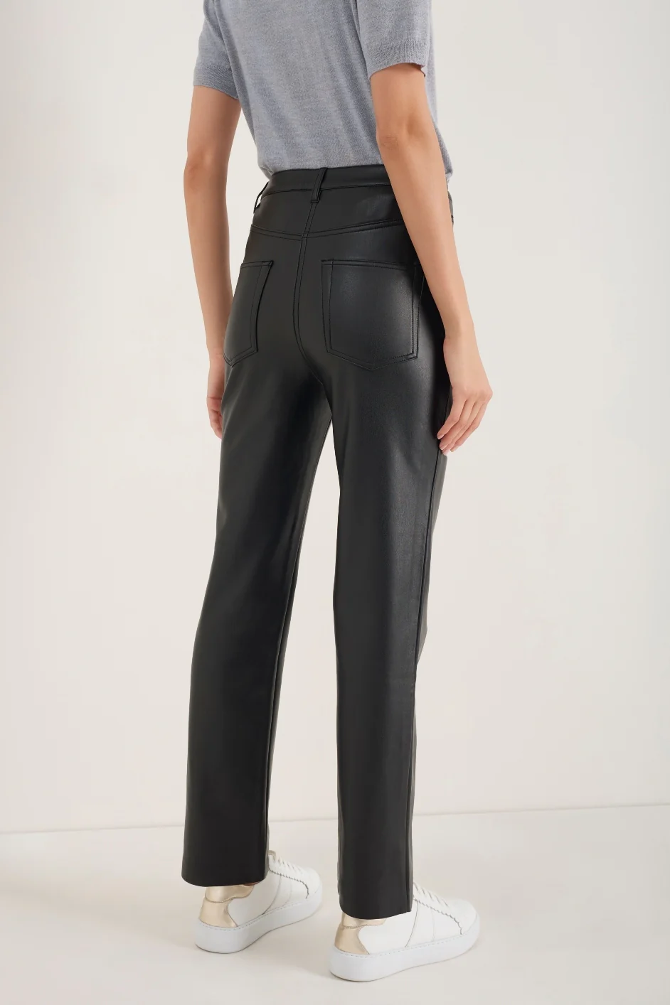 Josie Faux Leather Trouser - Black - Image 4