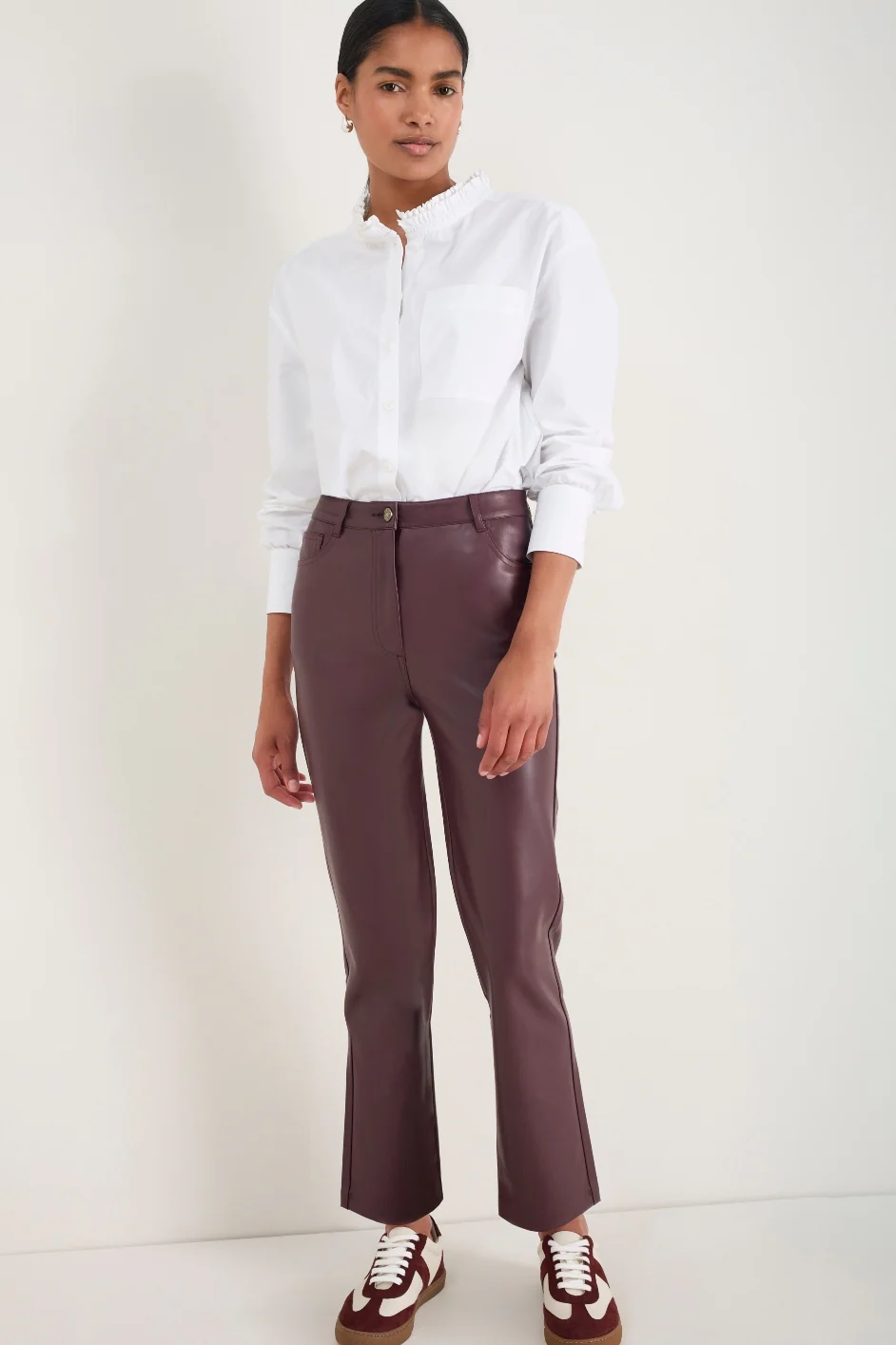 Josie Faux Leather Trouser - Merlot - Image 3