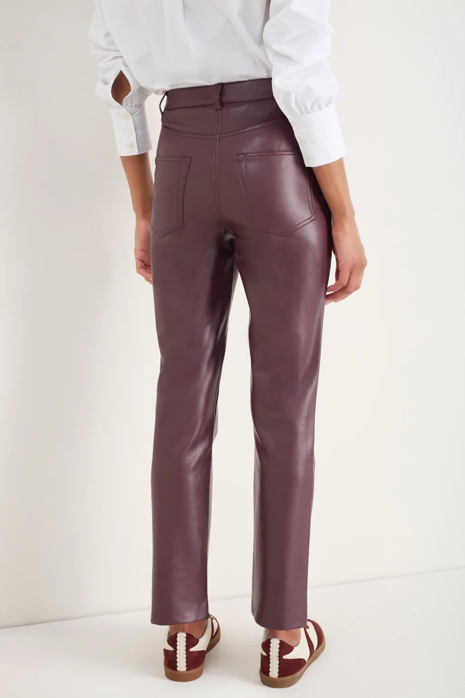 Josie Faux Leather Trouser - Merlot - Image 4