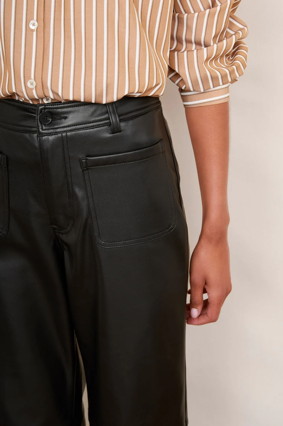 Jules Faux Leather Trousers - Black - Image 5