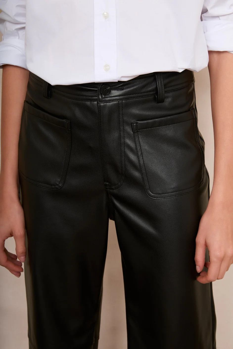 Jules Faux Leather Trousers - Black - Image 9