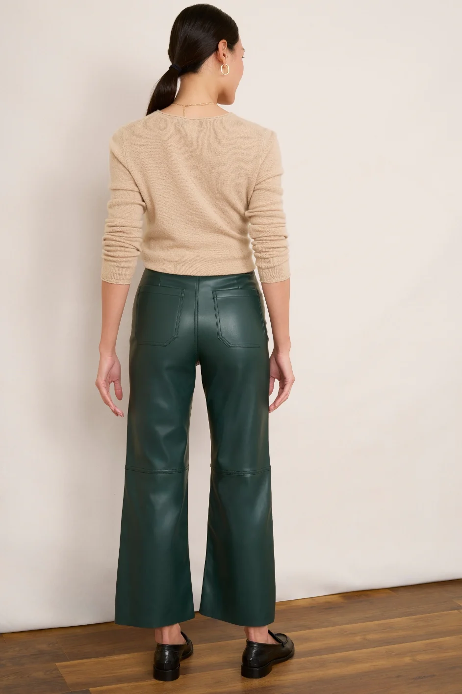 Jules Faux Leather Trousers - Bottle Green - Image 3