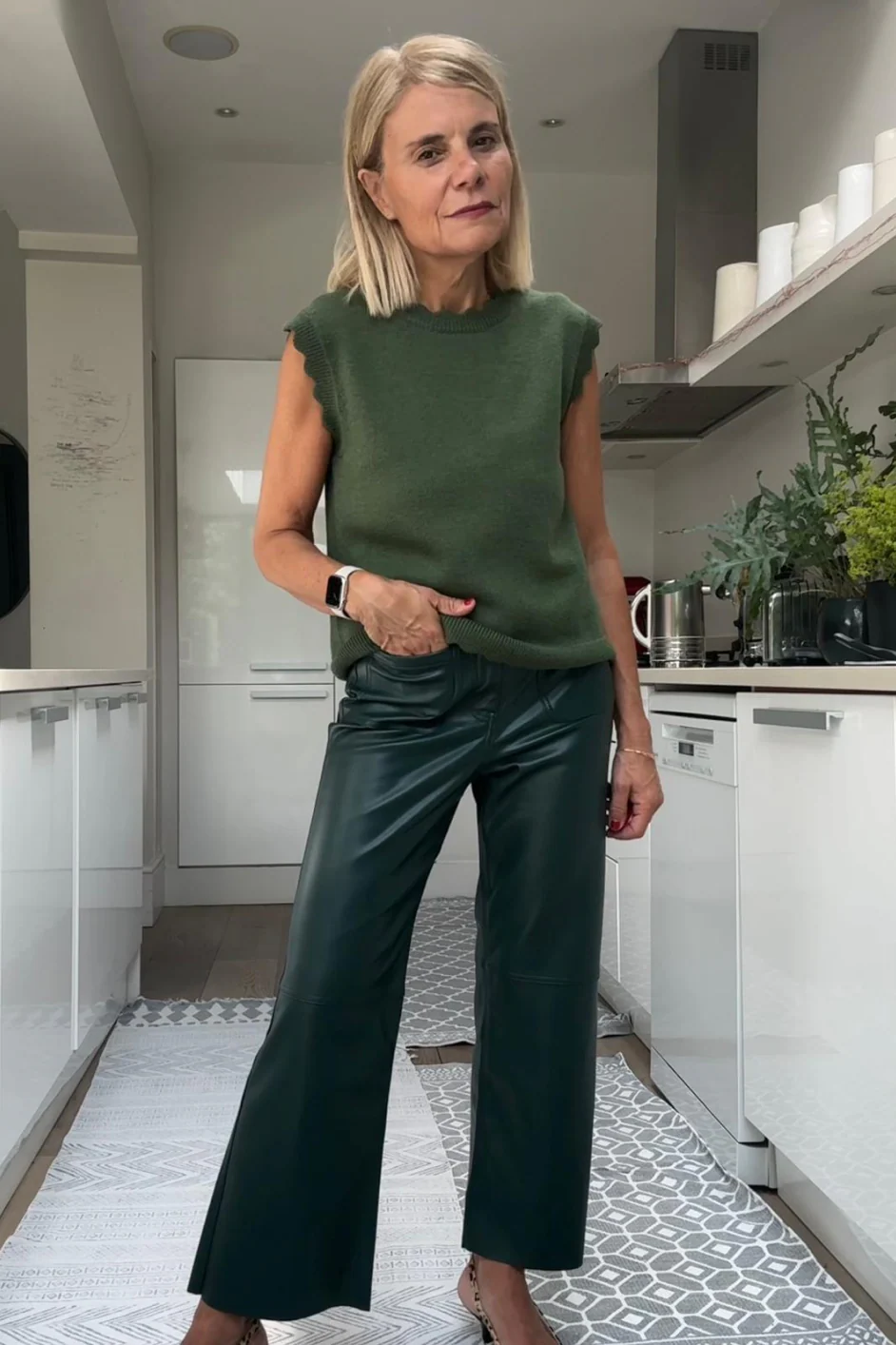 Jules Faux Leather Trousers - Bottle Green - Image 5