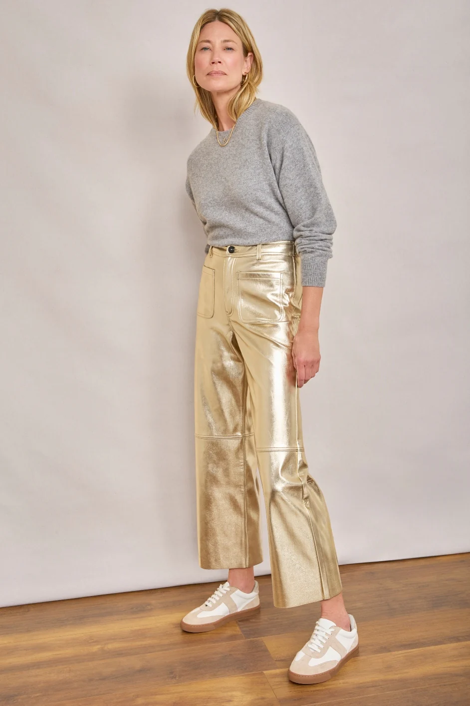 Jules Faux Leather Trousers - Gold - Image 4